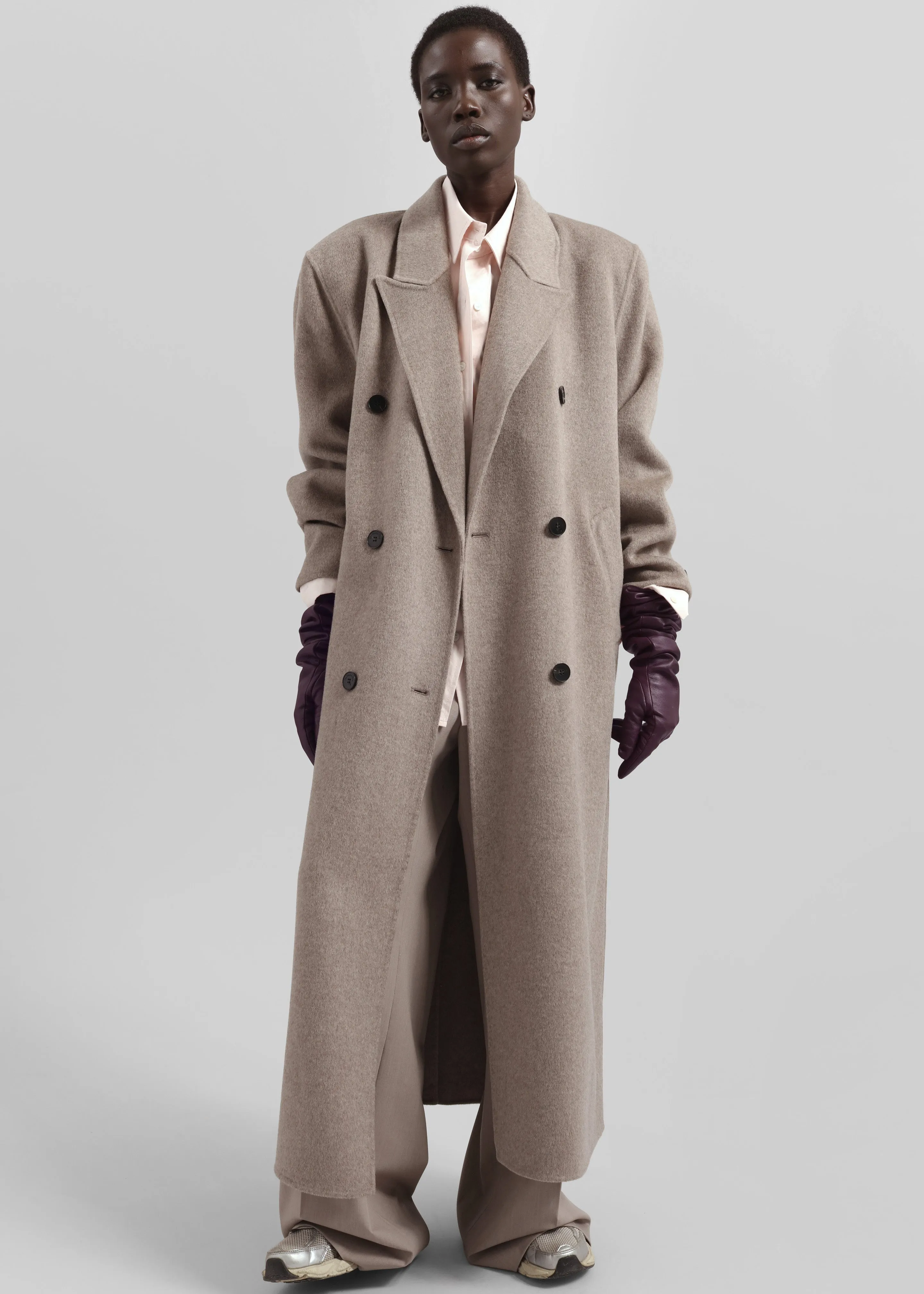 Veneto Long Leather Gloves - Dark Plum sold by Frankie Shop product image thumbnail 3