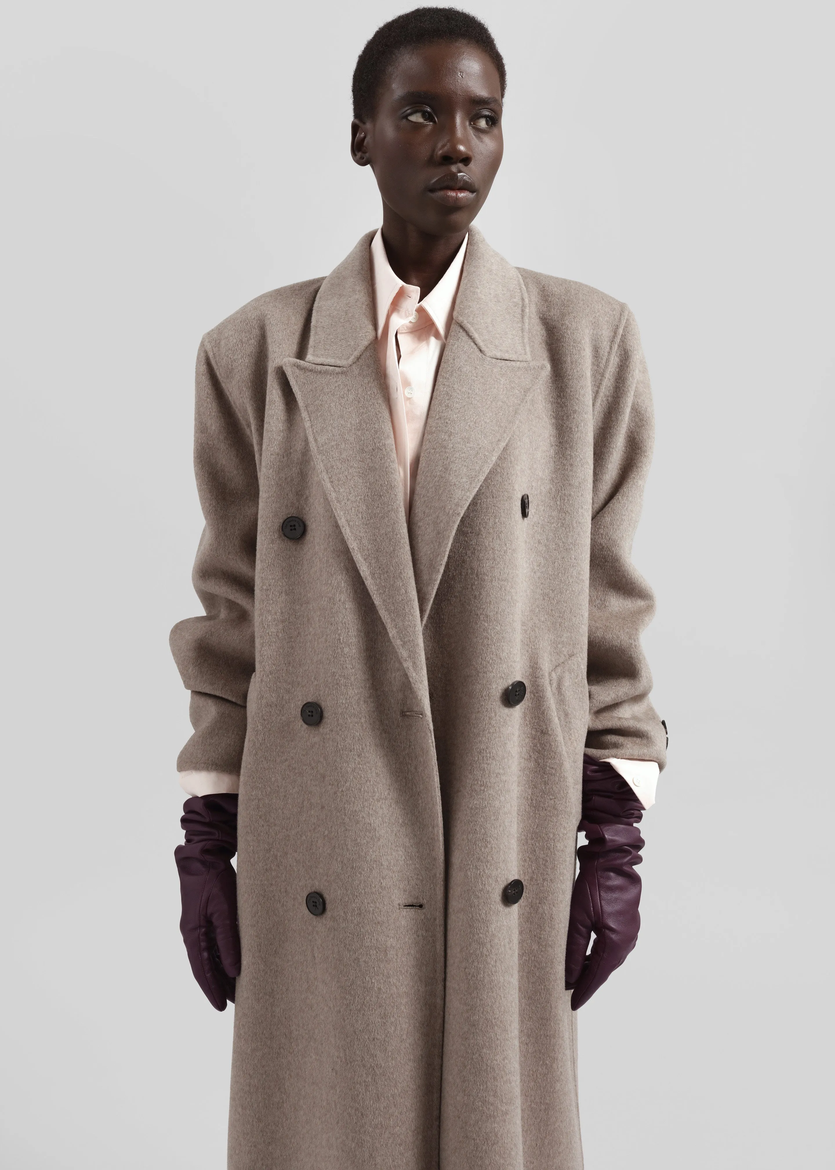 Veneto Long Leather Gloves - Dark Plum sold by Frankie Shop