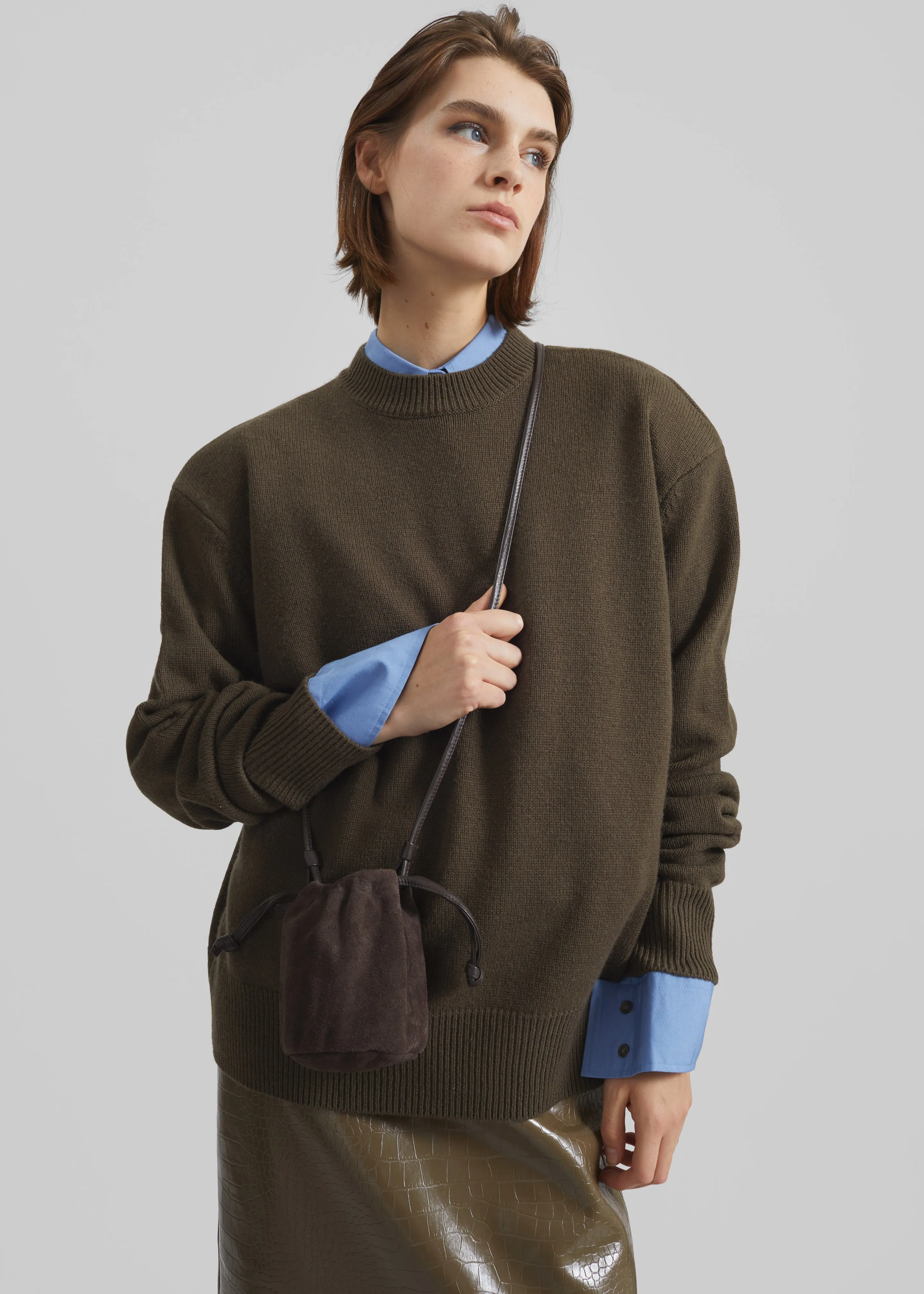 Rafaela Padded Knit Sweater - Olive sold by Frankie Shop