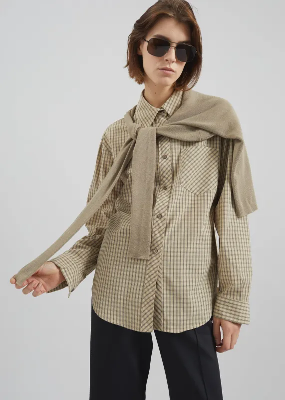 Vesta Cotton Shirt - Beige Plaid sold by Frankie Shop