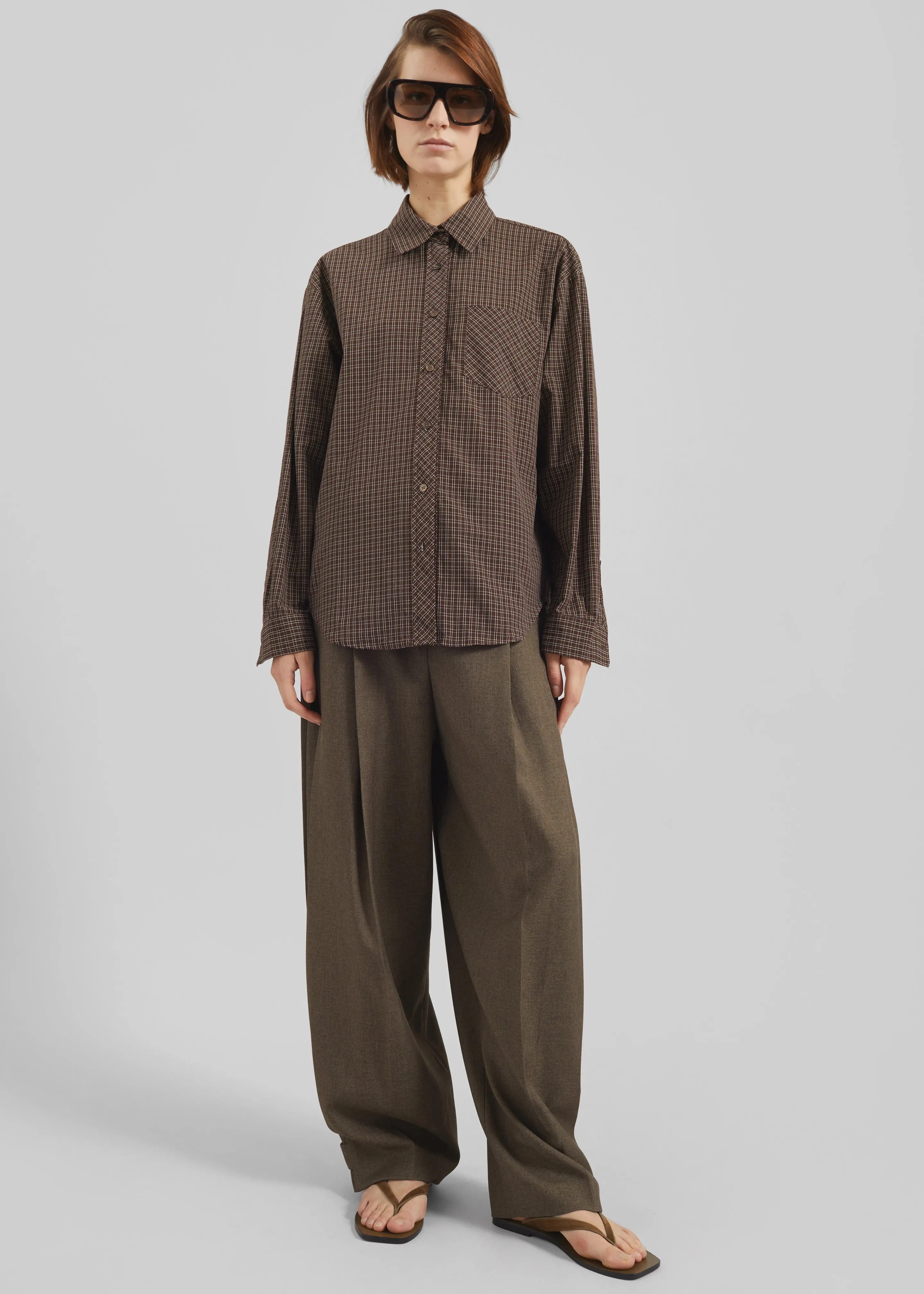 Vesta Cotton Shirt - Brown Plaid sold by Frankie Shop product image thumbnail 4