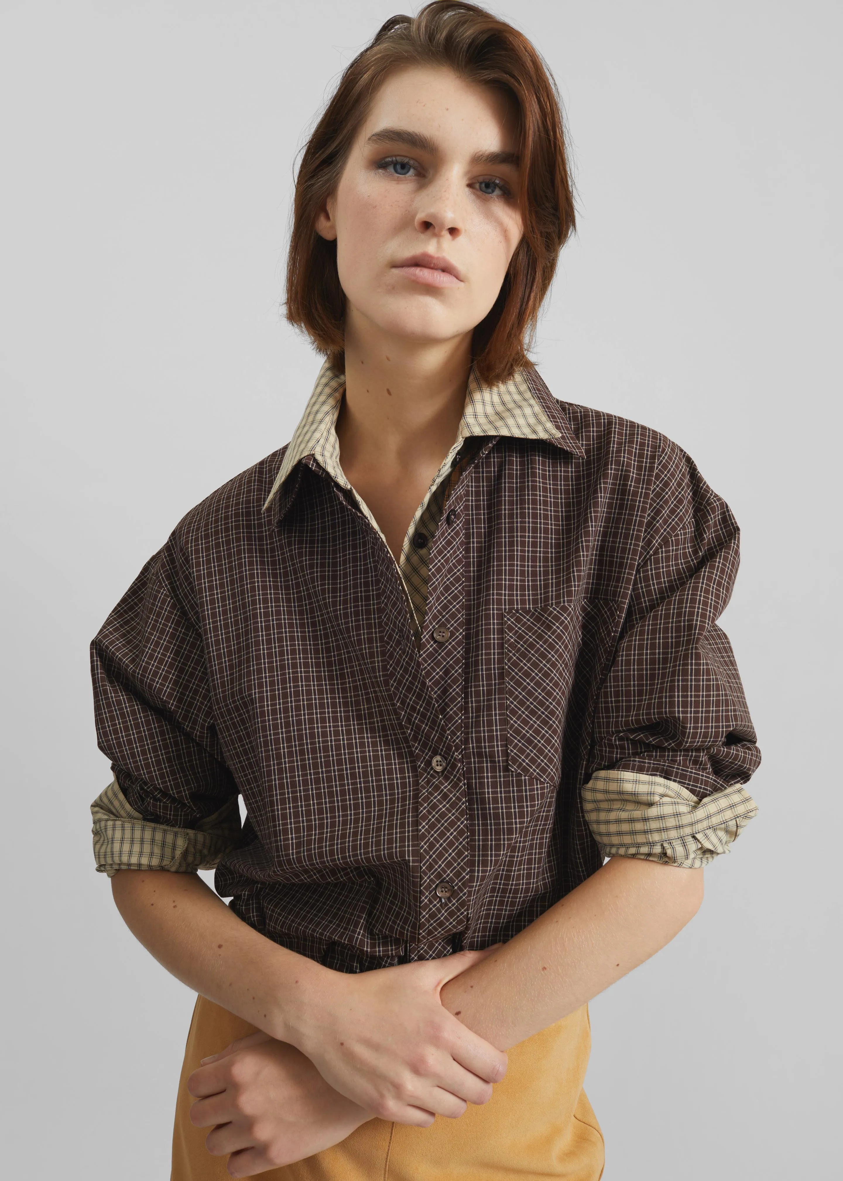 Vesta Cotton Shirt - Brown Plaid sold by Frankie Shop product image thumbnail 3