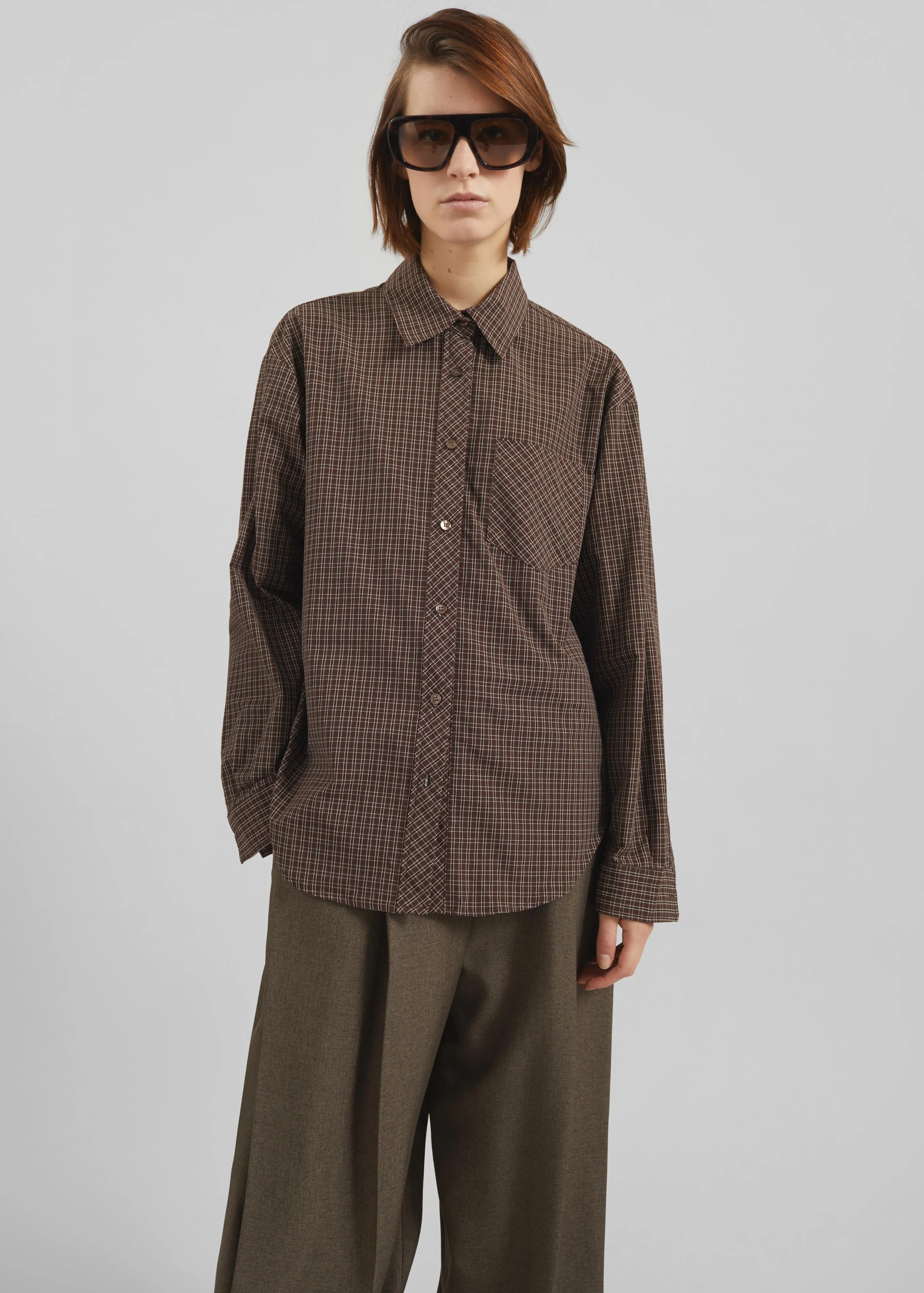 Vesta Cotton Shirt - Brown Plaid sold by Frankie Shop product image thumbnail 2