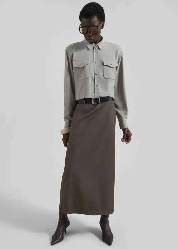 Palmela Belted Pencil Skirt - Dark Taupe sold by Frankie Shop