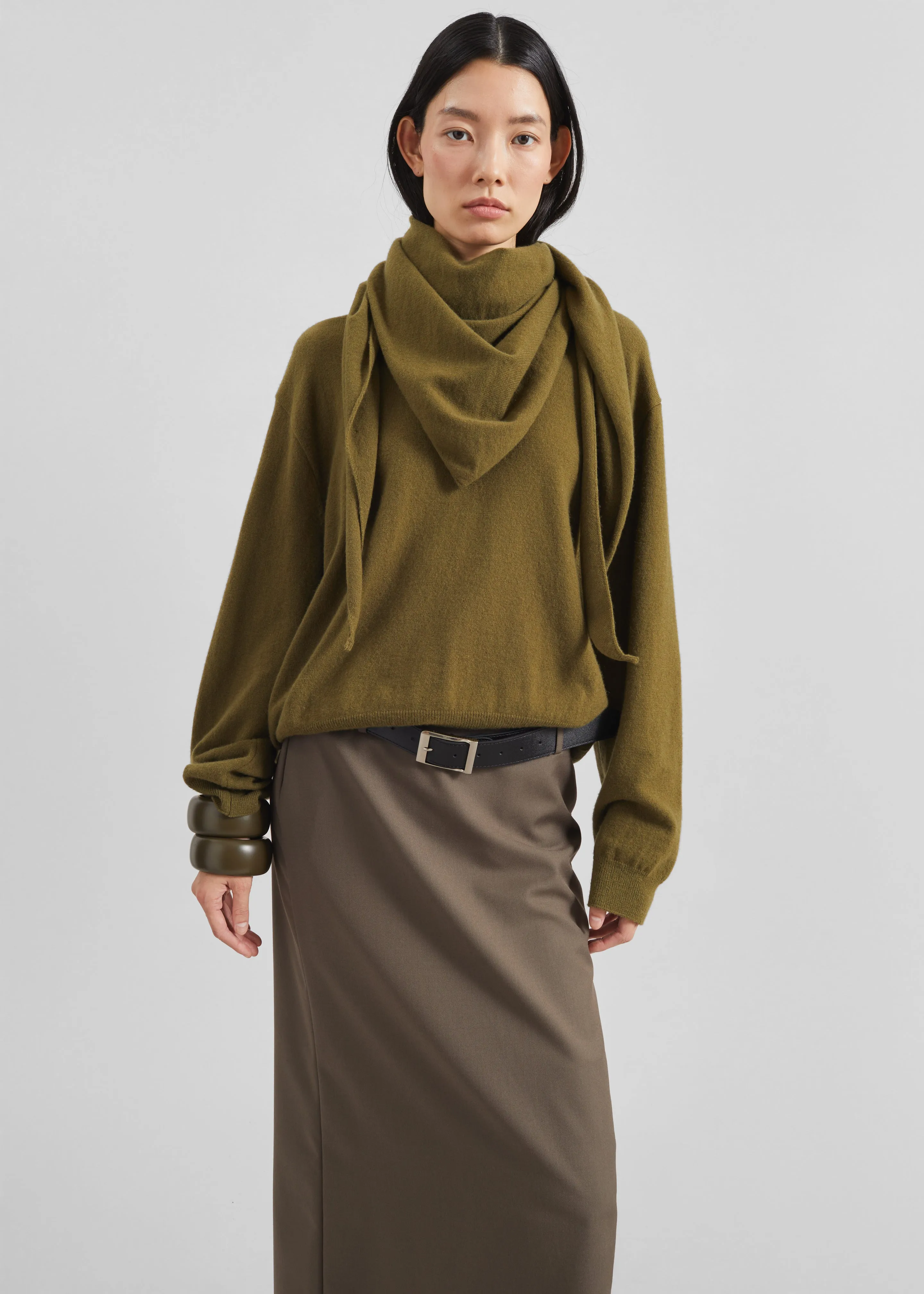 Vermont Scarf Sweater - Olive sold by Frankie Shop