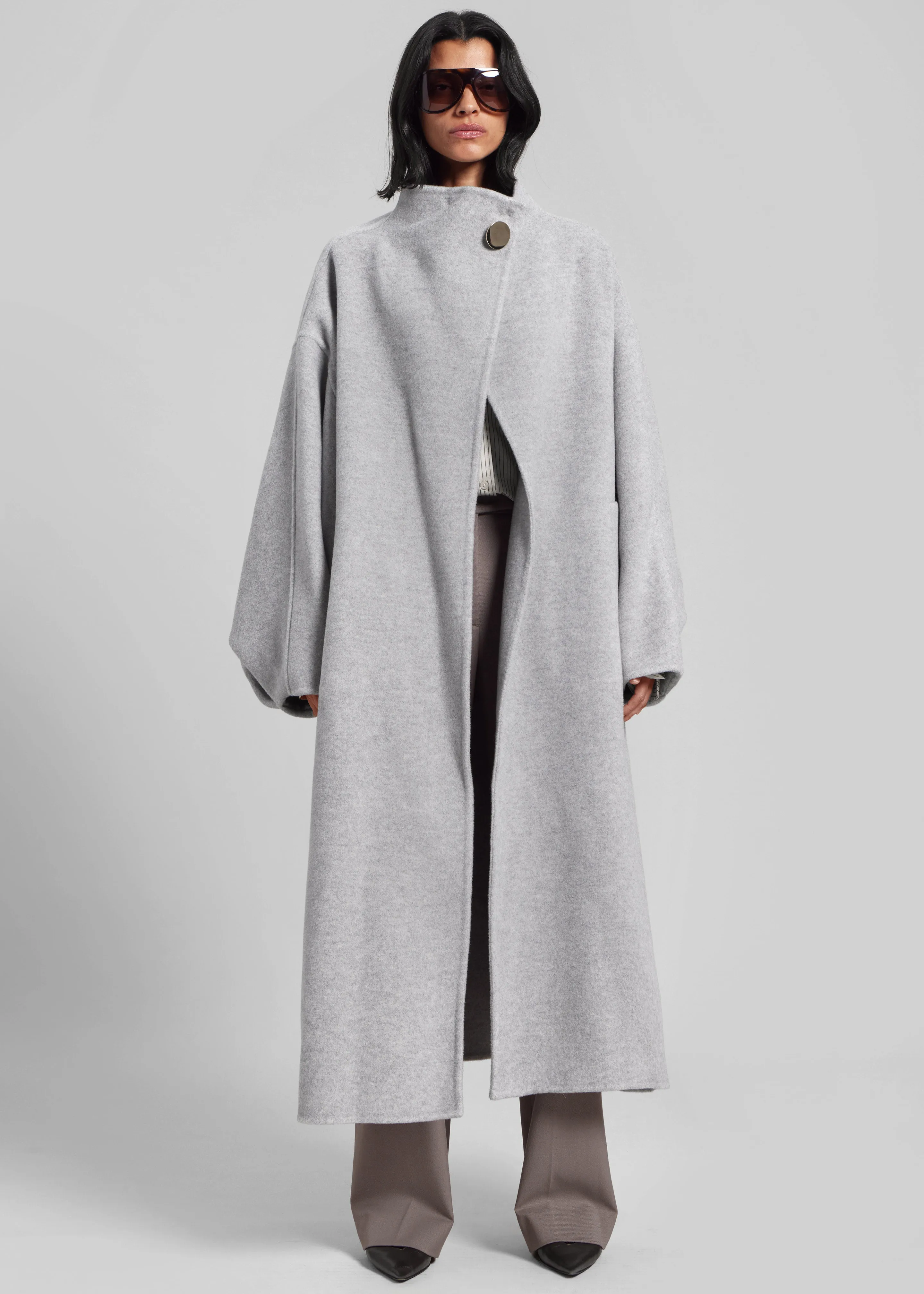 Darkpark North Oversized Cashmere Wool Coat - Grey Melange sold by Frankie Shop product image thumbnail 4