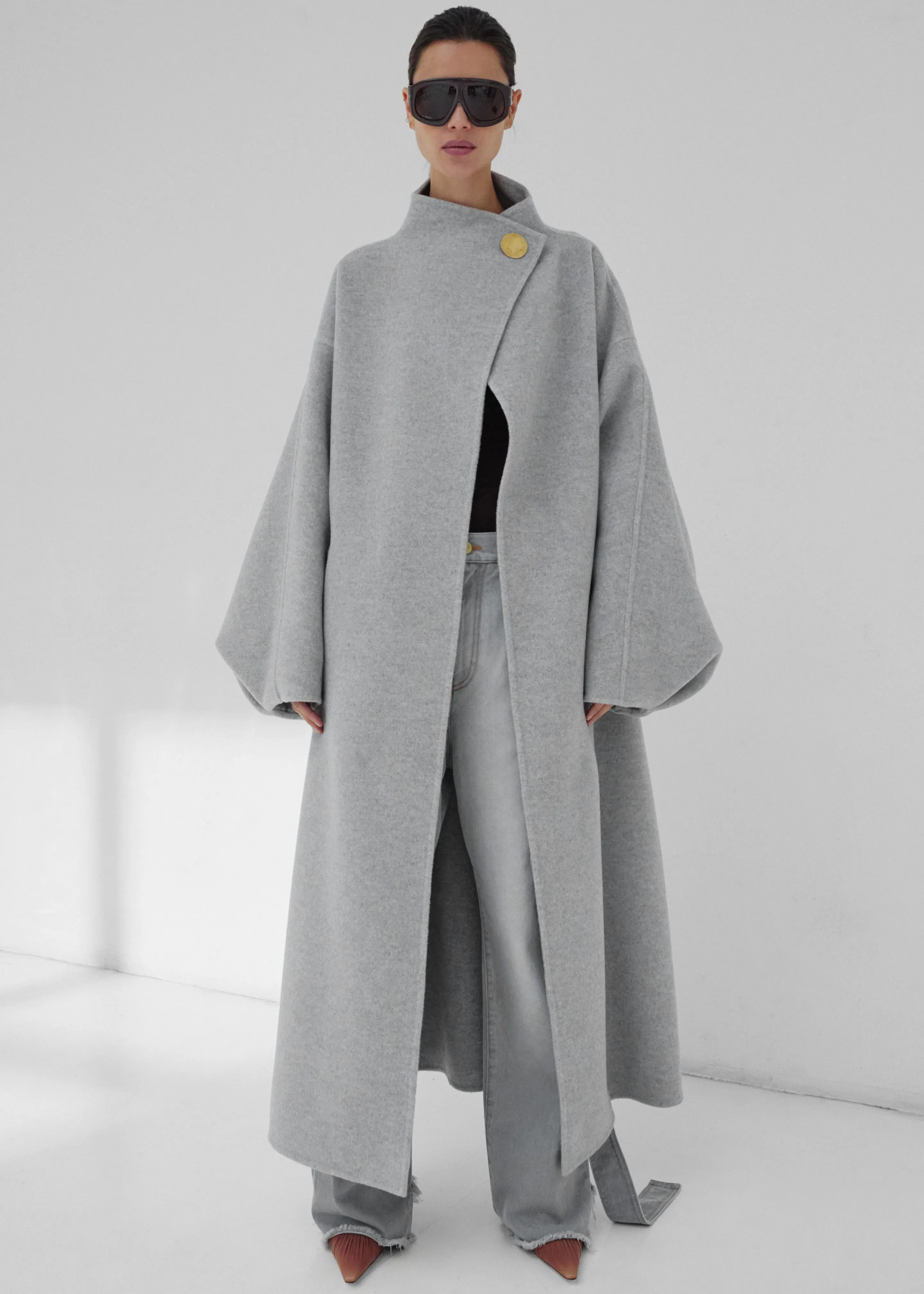 Darkpark North Oversized Cashmere Wool Coat - Grey Melange sold by Frankie Shop product image thumbnail 3