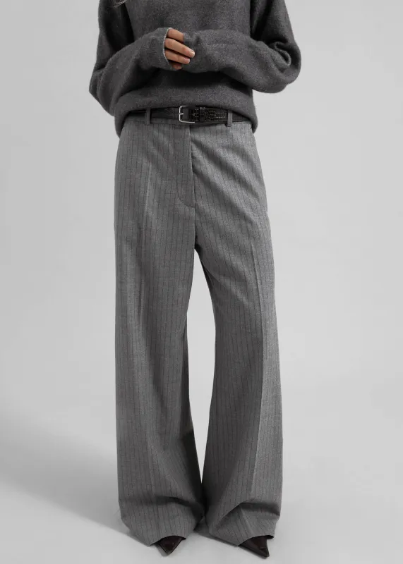 Brickell Striped Trousers - Grey/Brown sold by Frankie Shop