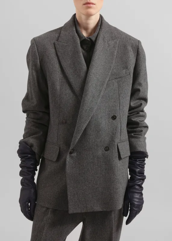 Newark Flannel Double Breasted Blazer - Grey Melange sold by Frankie Shop