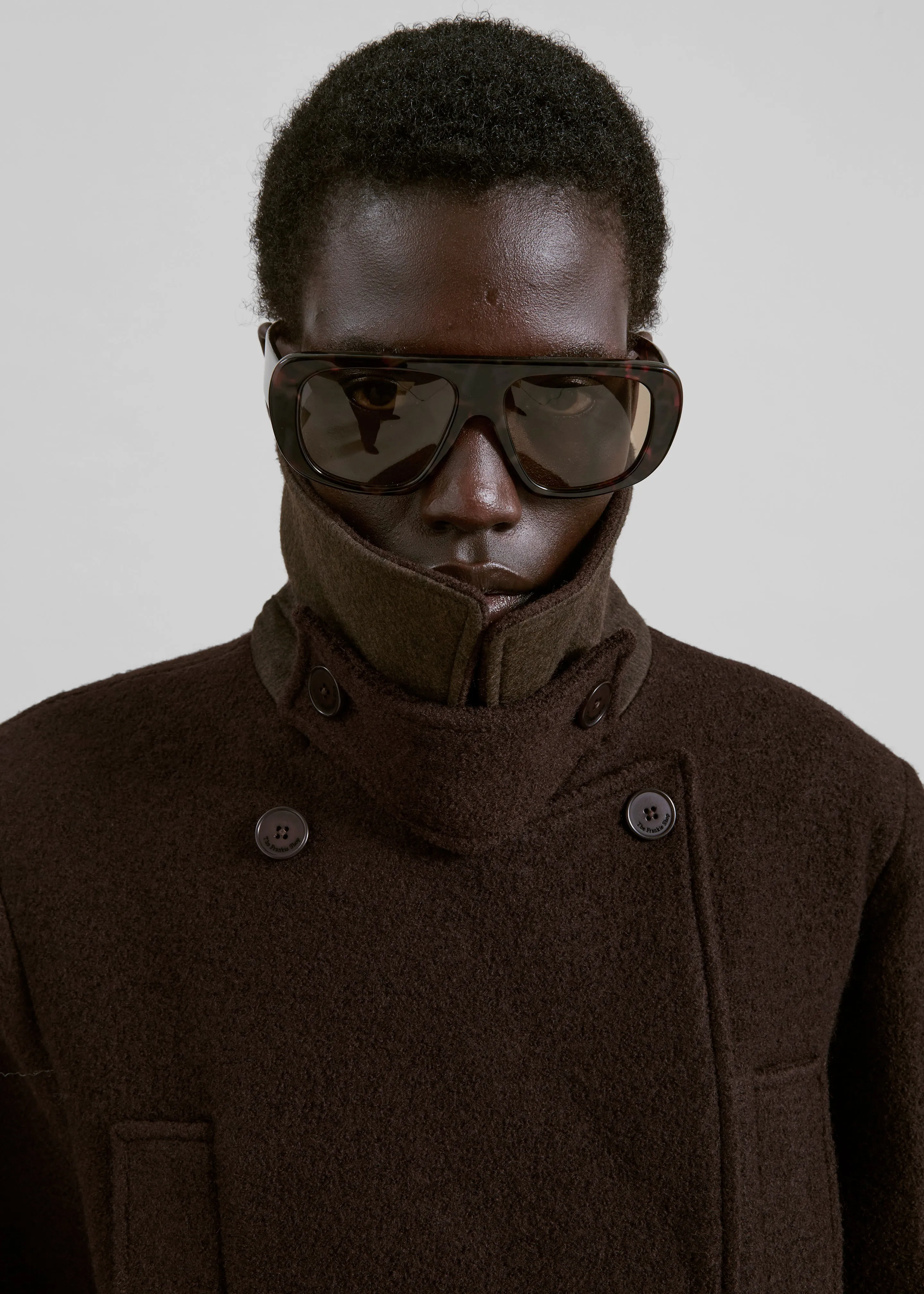 Scothern Brushed Wool Peacoat - Brown sold by Frankie Shop product image thumbnail 4