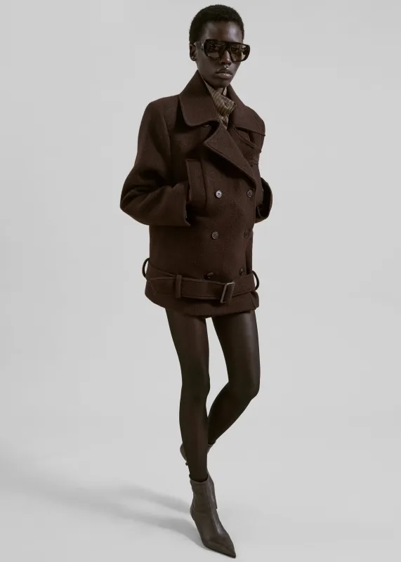 Scothern Brushed Wool Peacoat - Brown sold by Frankie Shop