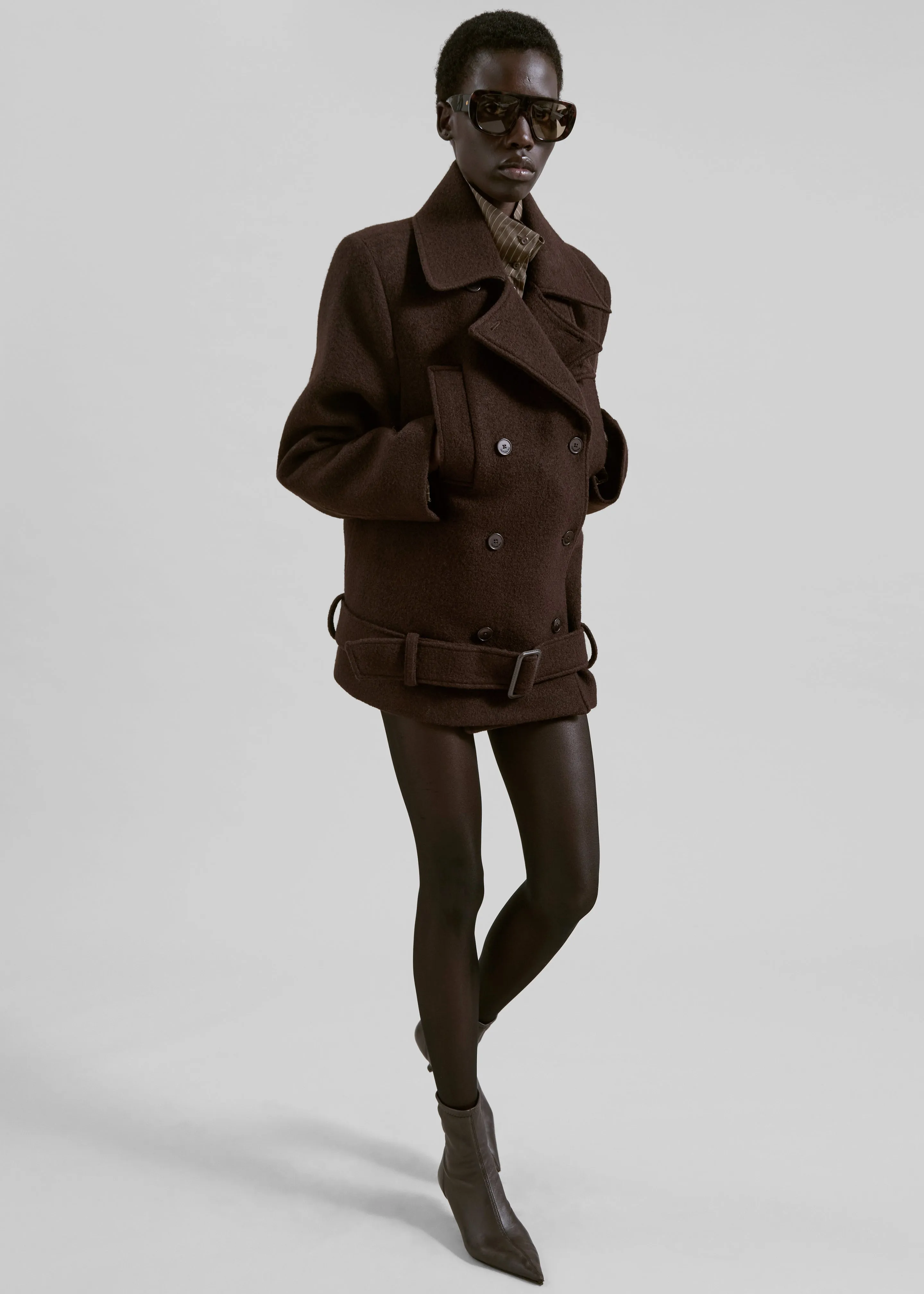 Scothern Brushed Wool Peacoat - Brown sold by Frankie Shop