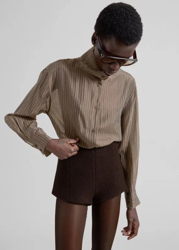 Vail Brushed Wool Hot Pants - Brown made by Frankie Shop