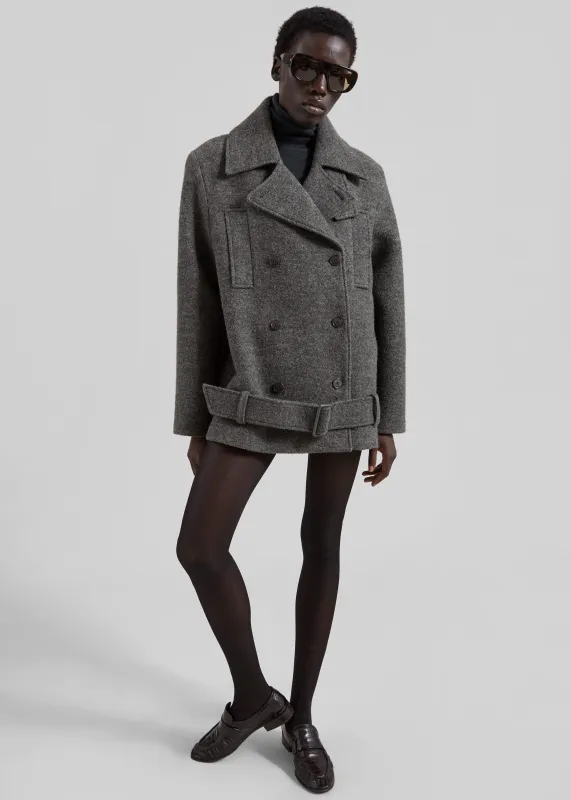 Scothern Brushed Wool Peacoat - Grey Melange sold by Frankie Shop