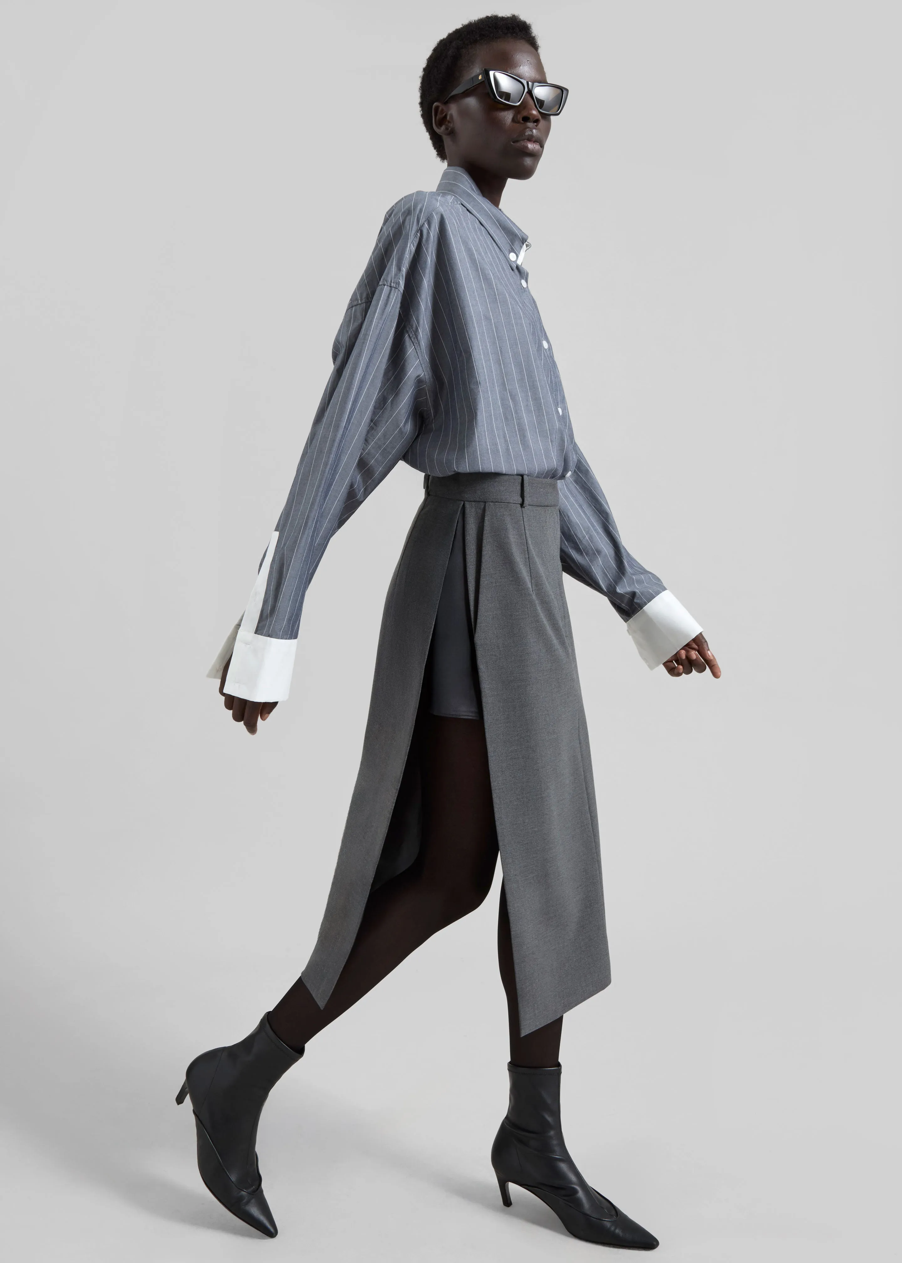 Bevza Skirt With Slits - Dark Grey sold by Frankie Shop