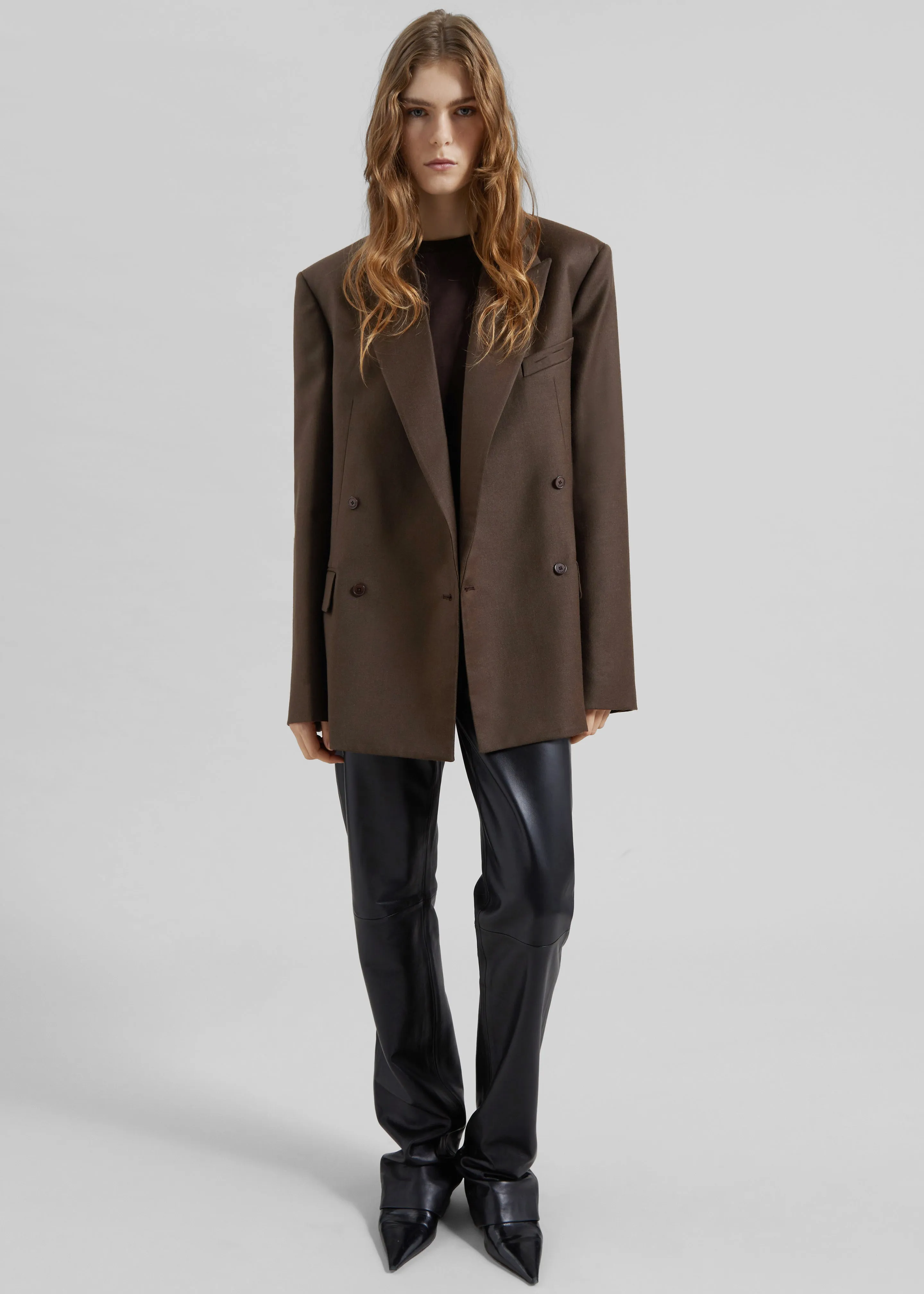 Newark Flannel Double Breasted Blazer - Mocha sold by Frankie Shop product image thumbnail 4