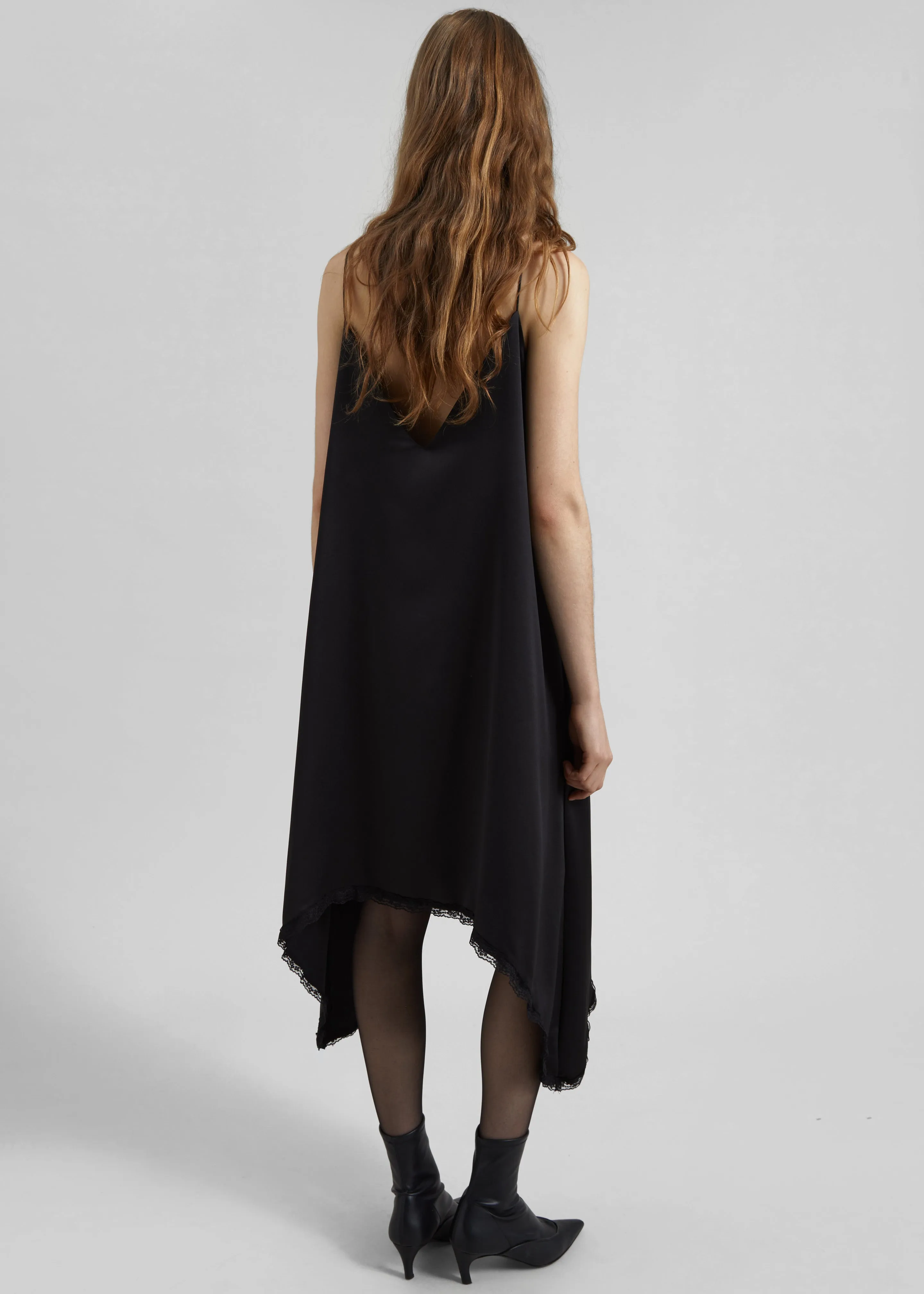 Velanne Satin Lace Trim Dress - Black sold by Frankie Shop product image thumbnail 5