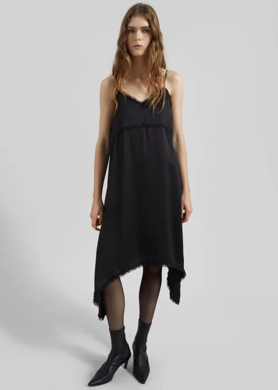 Velanne Satin Lace Trim Dress - Black sold by Frankie Shop