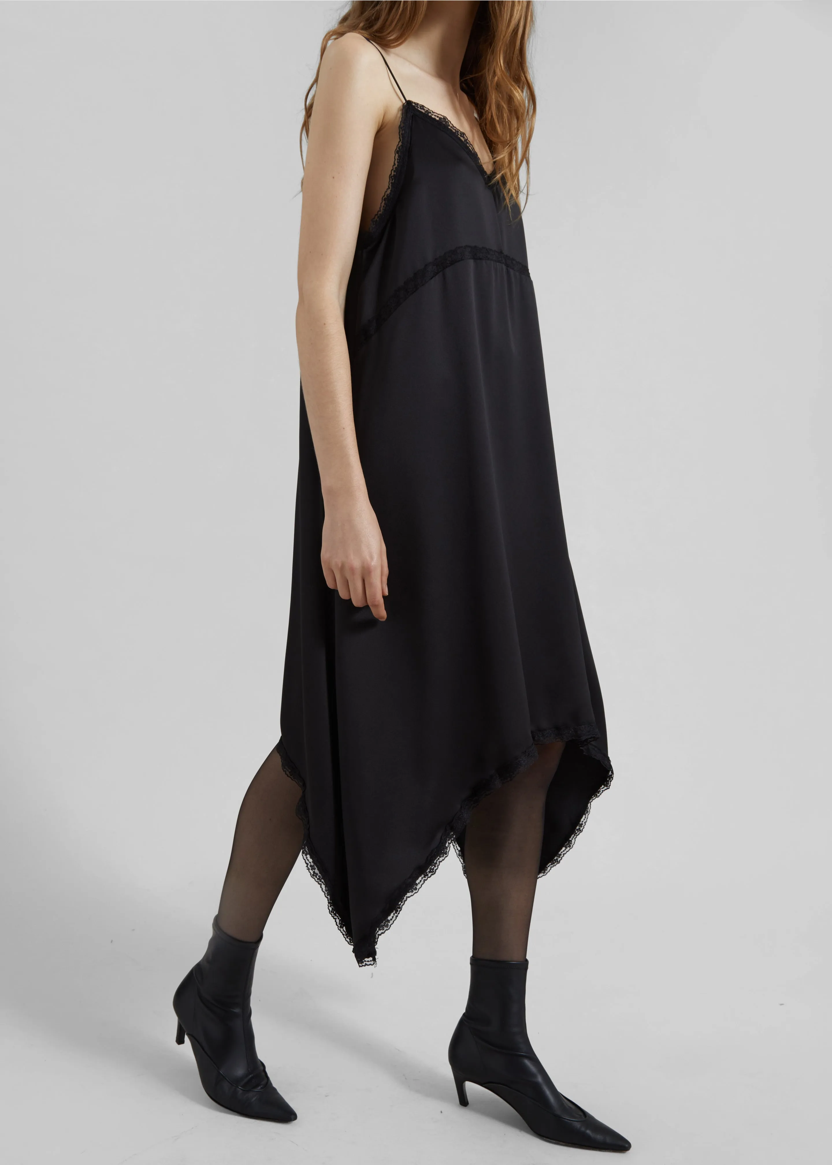 Velanne Satin Lace Trim Dress - Black sold by Frankie Shop product image thumbnail 2