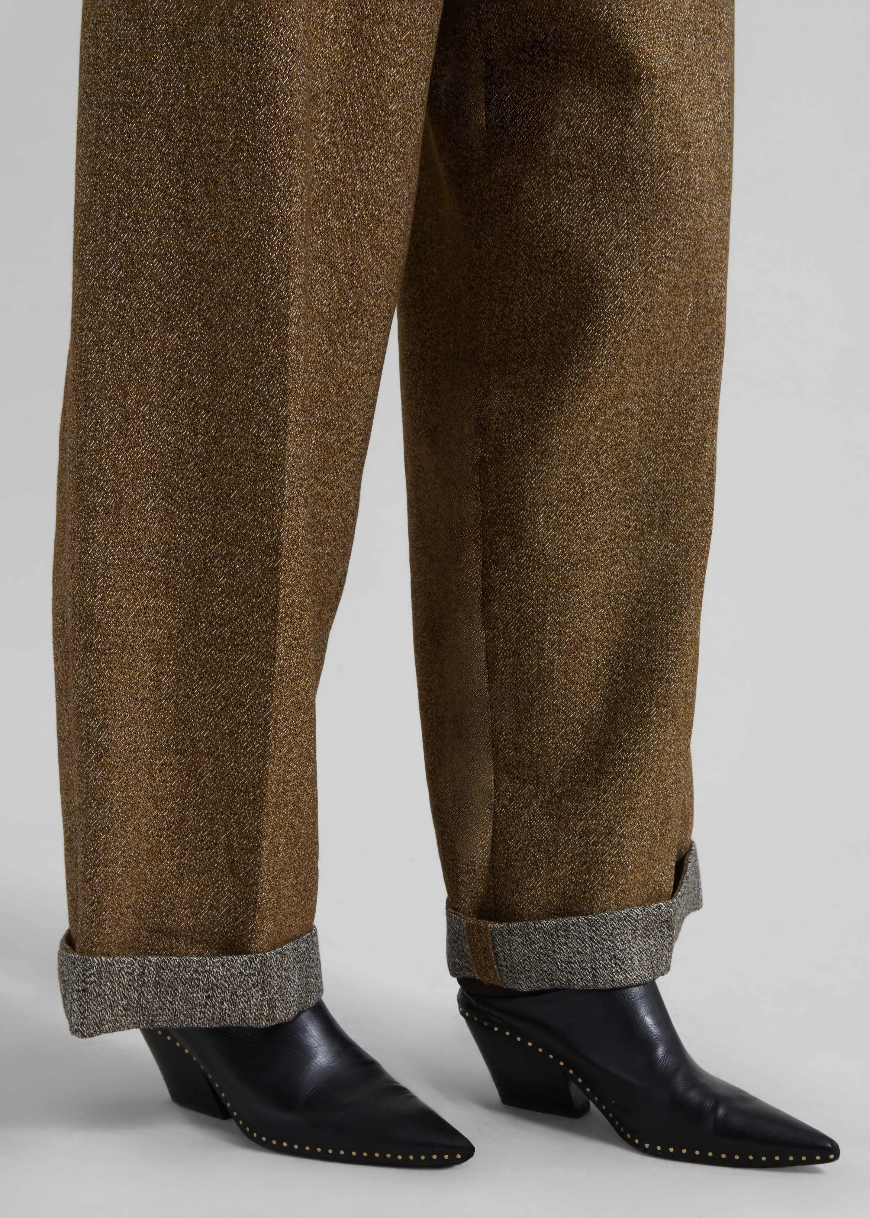 Darkpark Danielle Wide-Leg Wool Melange Trousers - Mustard sold by Frankie Shop product image thumbnail 3