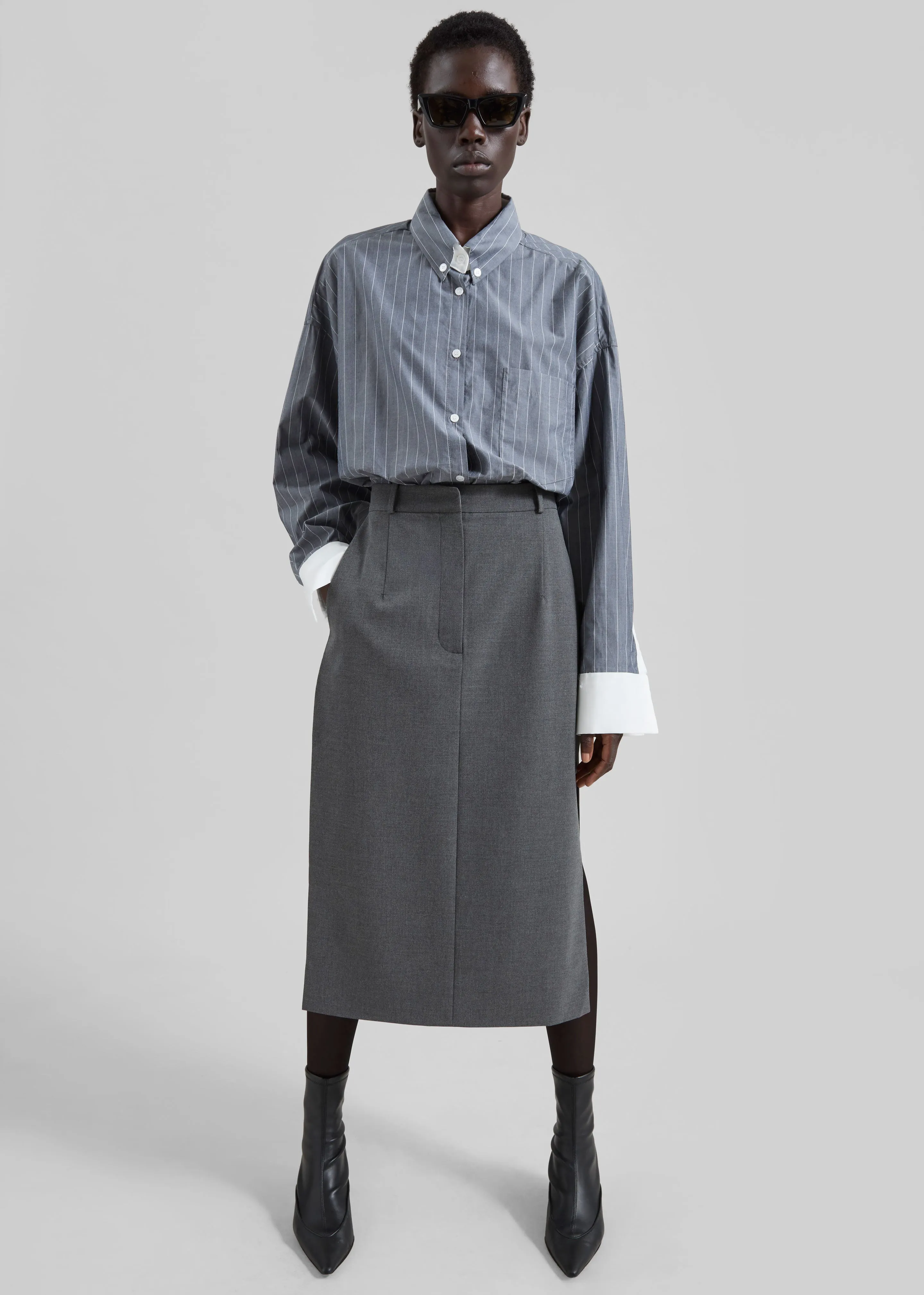 Lorna Shirt - Grey/White Pinstripe sold by Frankie Shop product image thumbnail 5