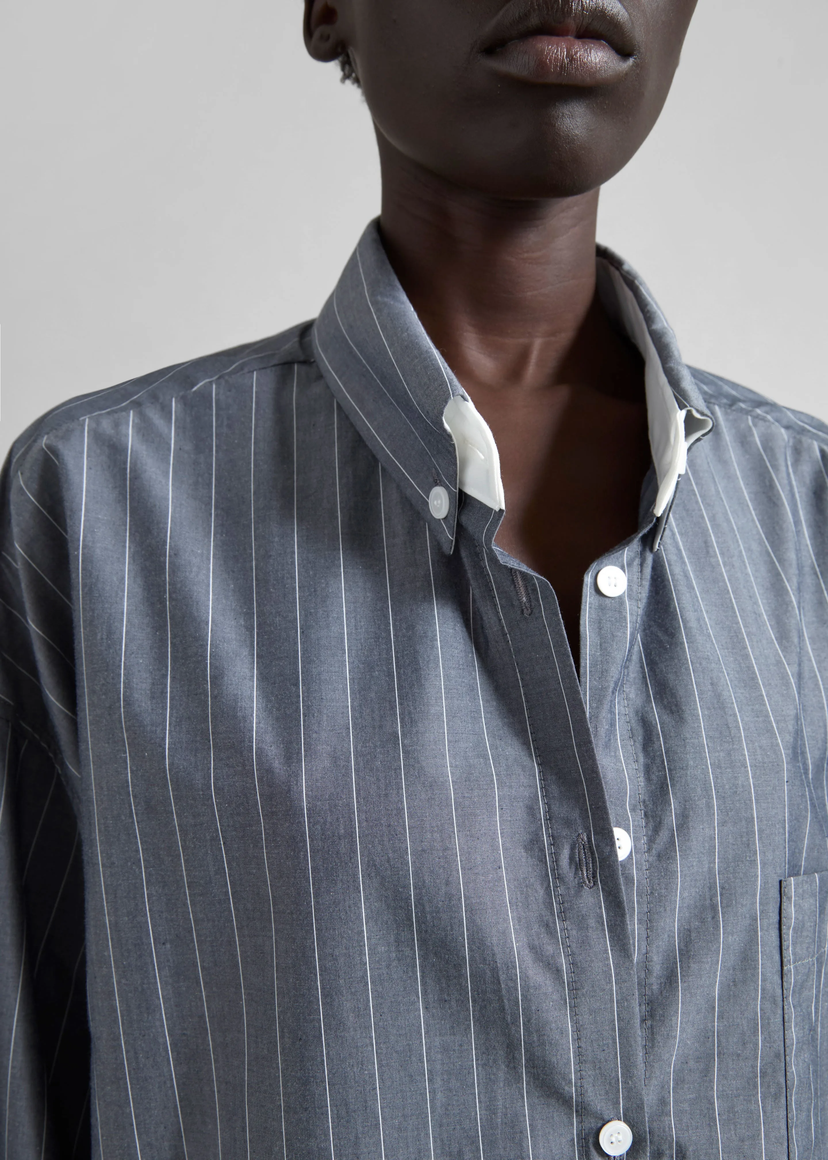 Lorna Shirt - Grey/White Pinstripe sold by Frankie Shop product image thumbnail 3