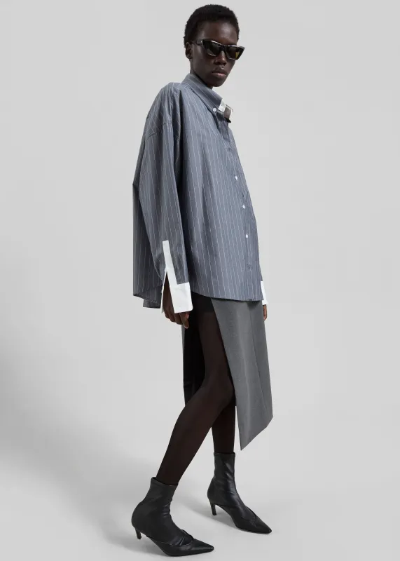 Lorna Shirt - Grey/White Pinstripe sold by Frankie Shop