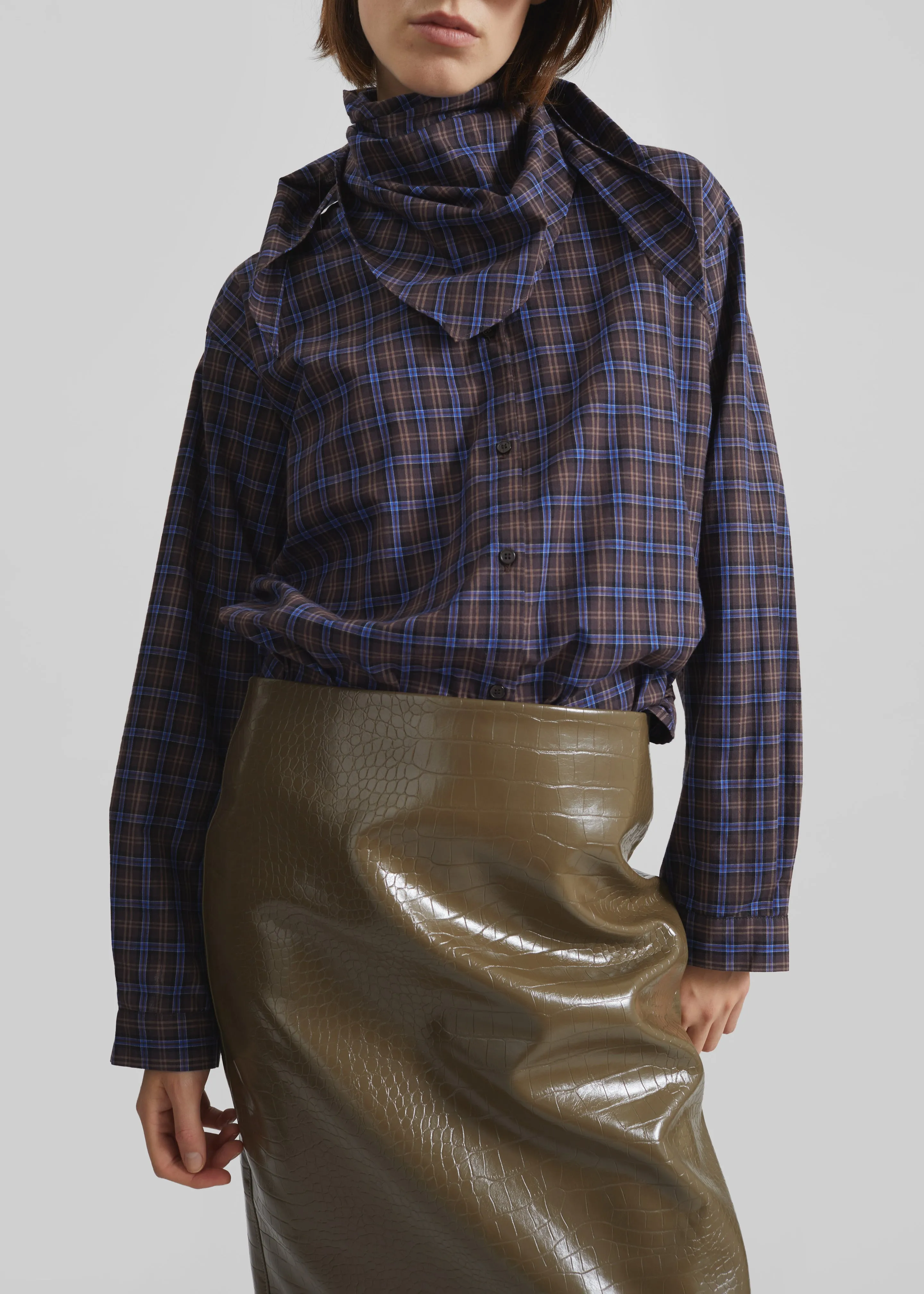 Bitry Scarf Shirt - Brown Plaid sold by Frankie Shop product image thumbnail 4