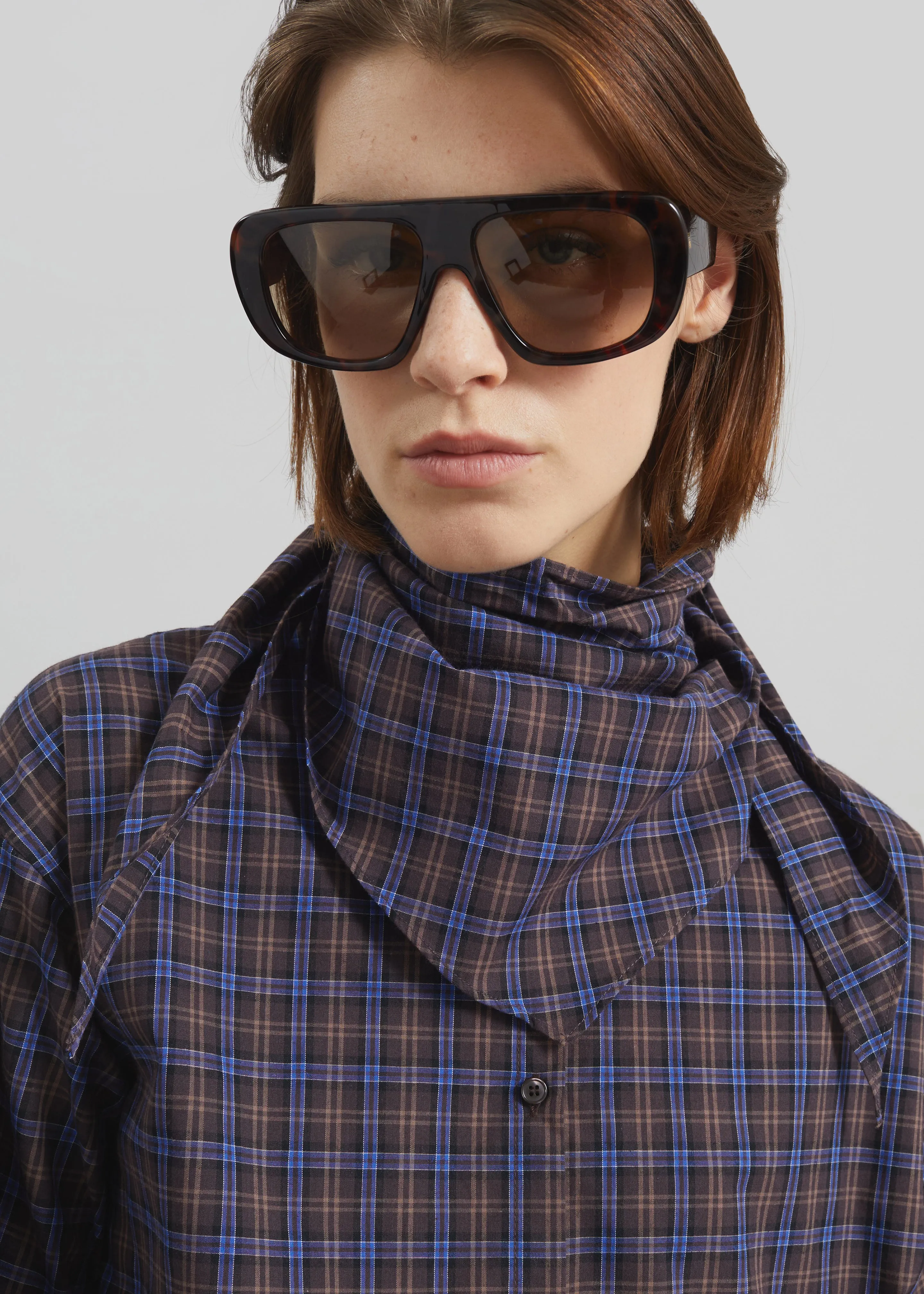 Bitry Scarf Shirt - Brown Plaid sold by Frankie Shop product image thumbnail 3