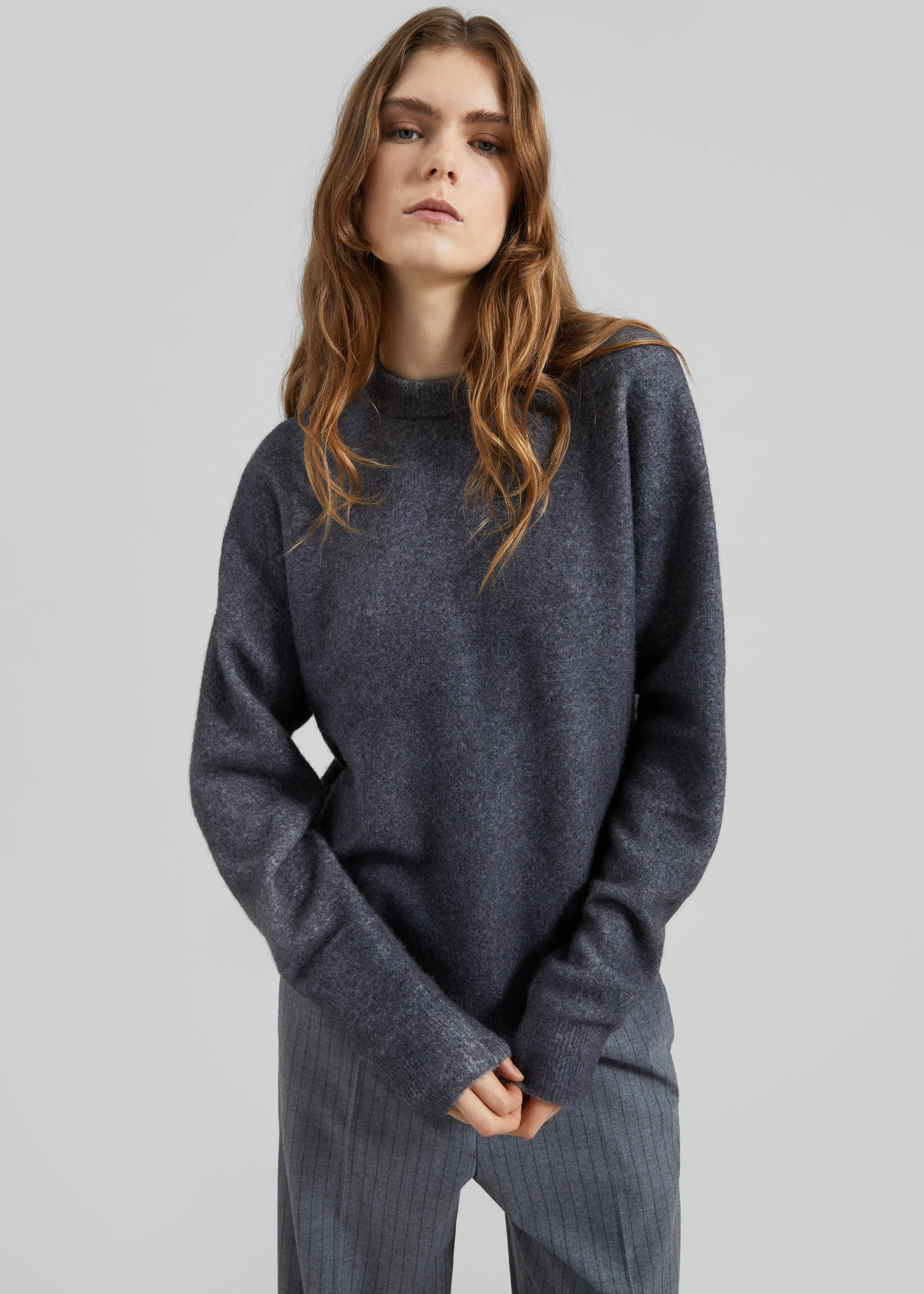 Amish Supplies Oversized Crewneck Sweater - Grey sold by Frankie Shop product image thumbnail 4