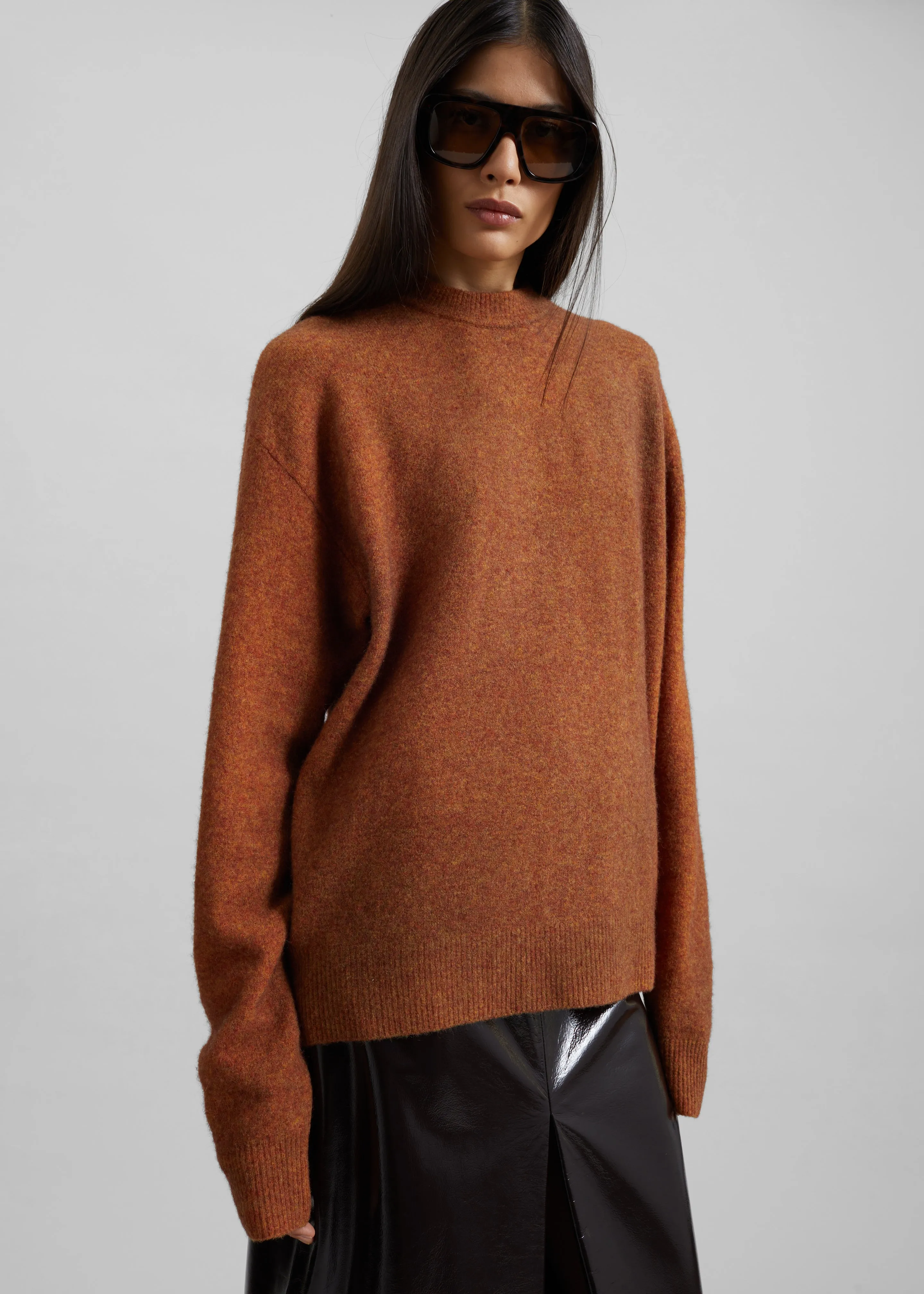 Amish Supplies Oversized Crewneck Sweater - Brown sold by Frankie Shop product image thumbnail 3