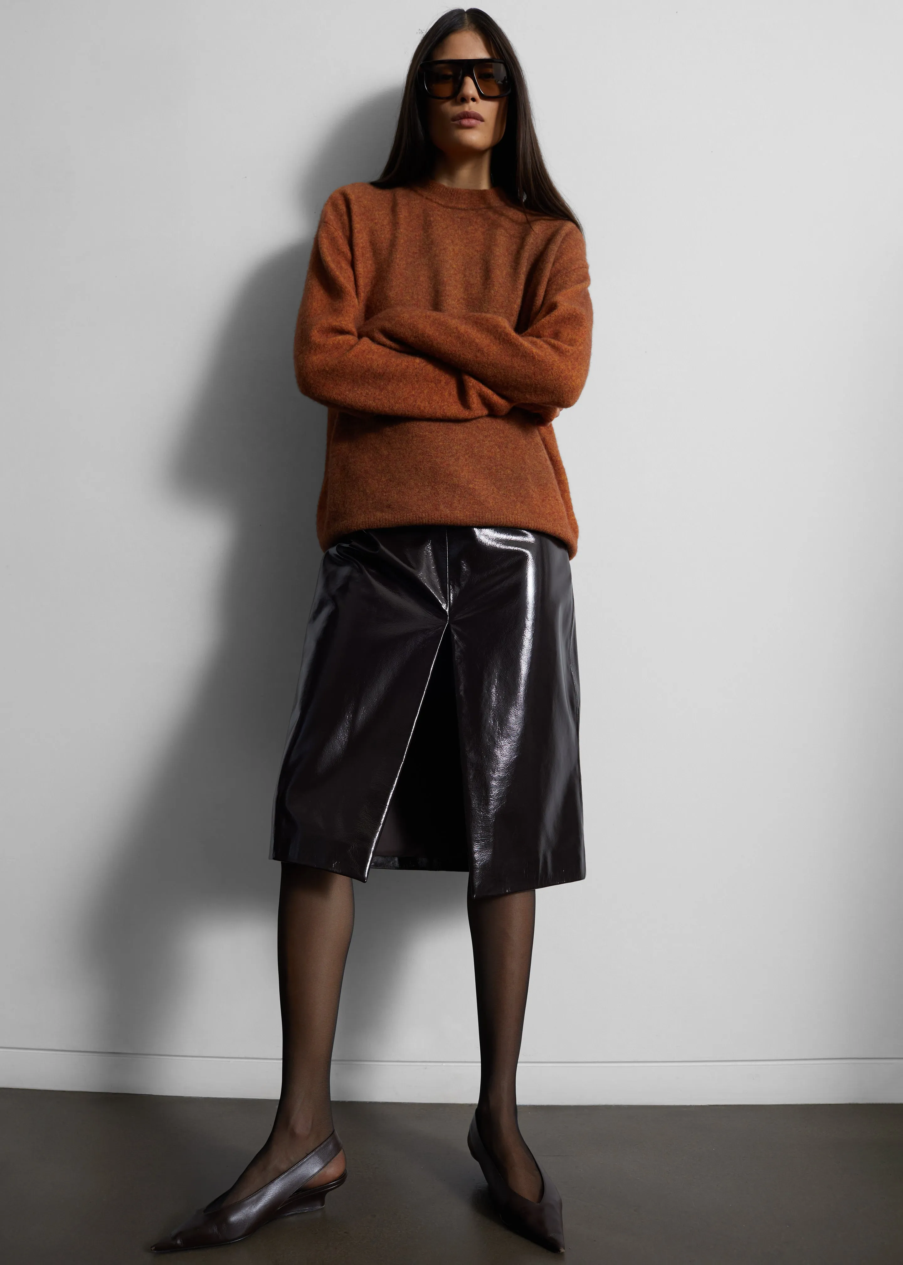 Amish Supplies Oversized Crewneck Sweater - Brown sold by Frankie Shop