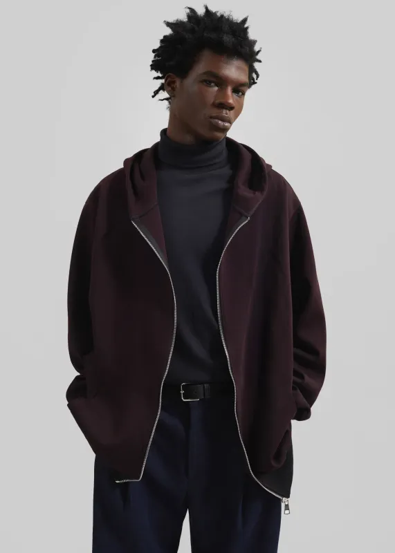 Decker Zip-Up Hoodie - Dark Plum sold by Frankie Shop