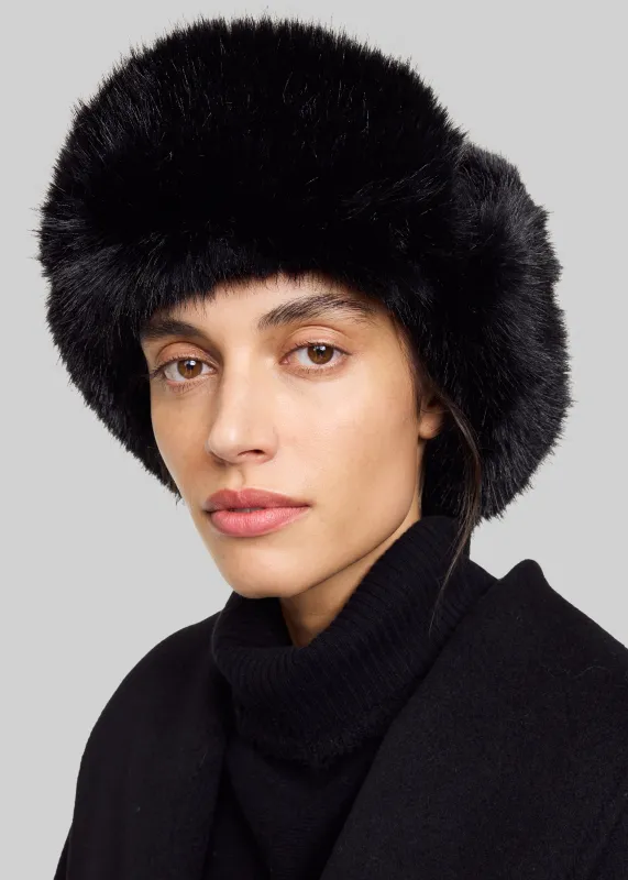 By Malene Birger Rolla Faux Fur Hat - Black sold by Frankie Shop