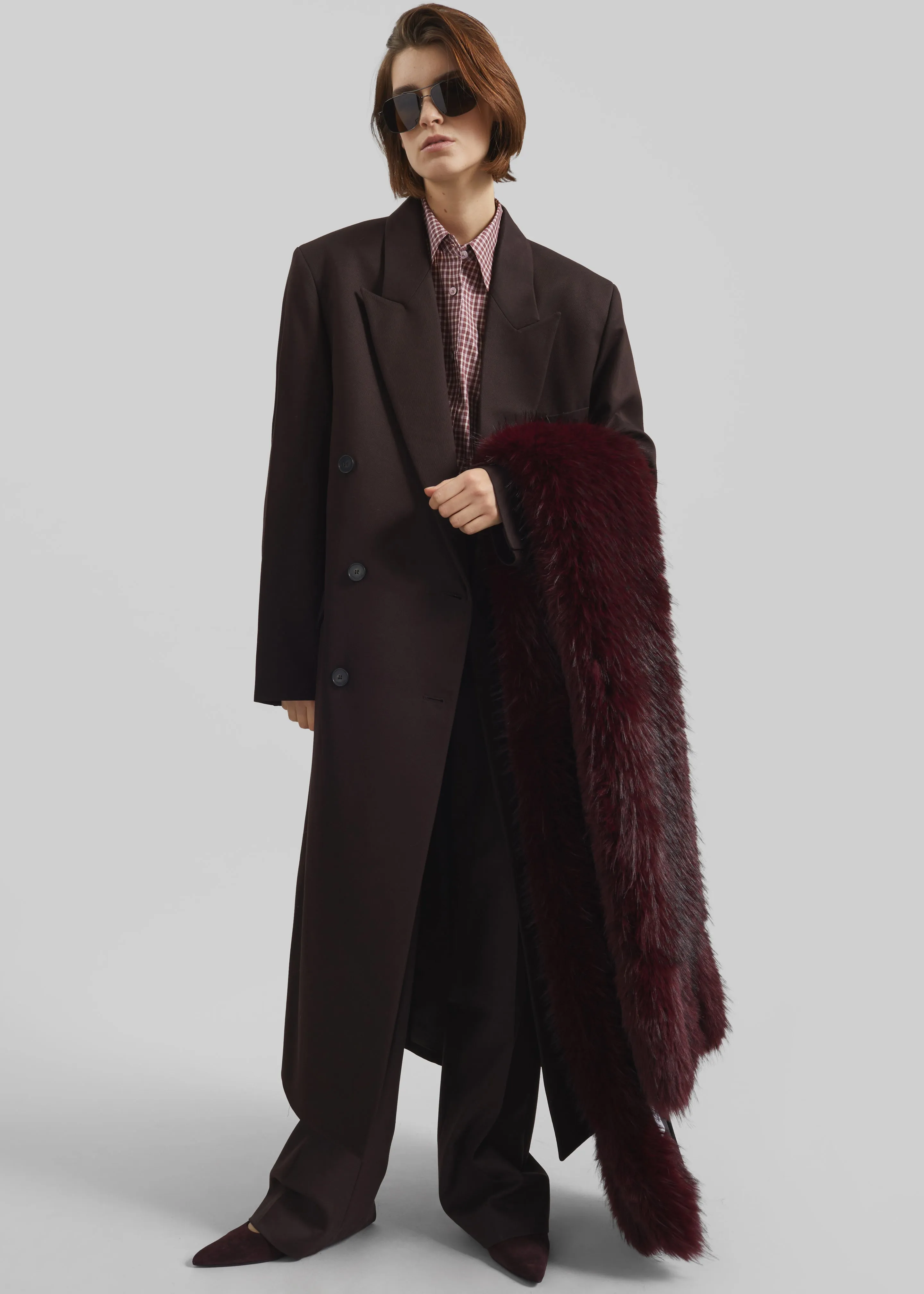 Rotate Faux Fur Scarf - Zinfandel sold by Frankie Shop product image thumbnail 5