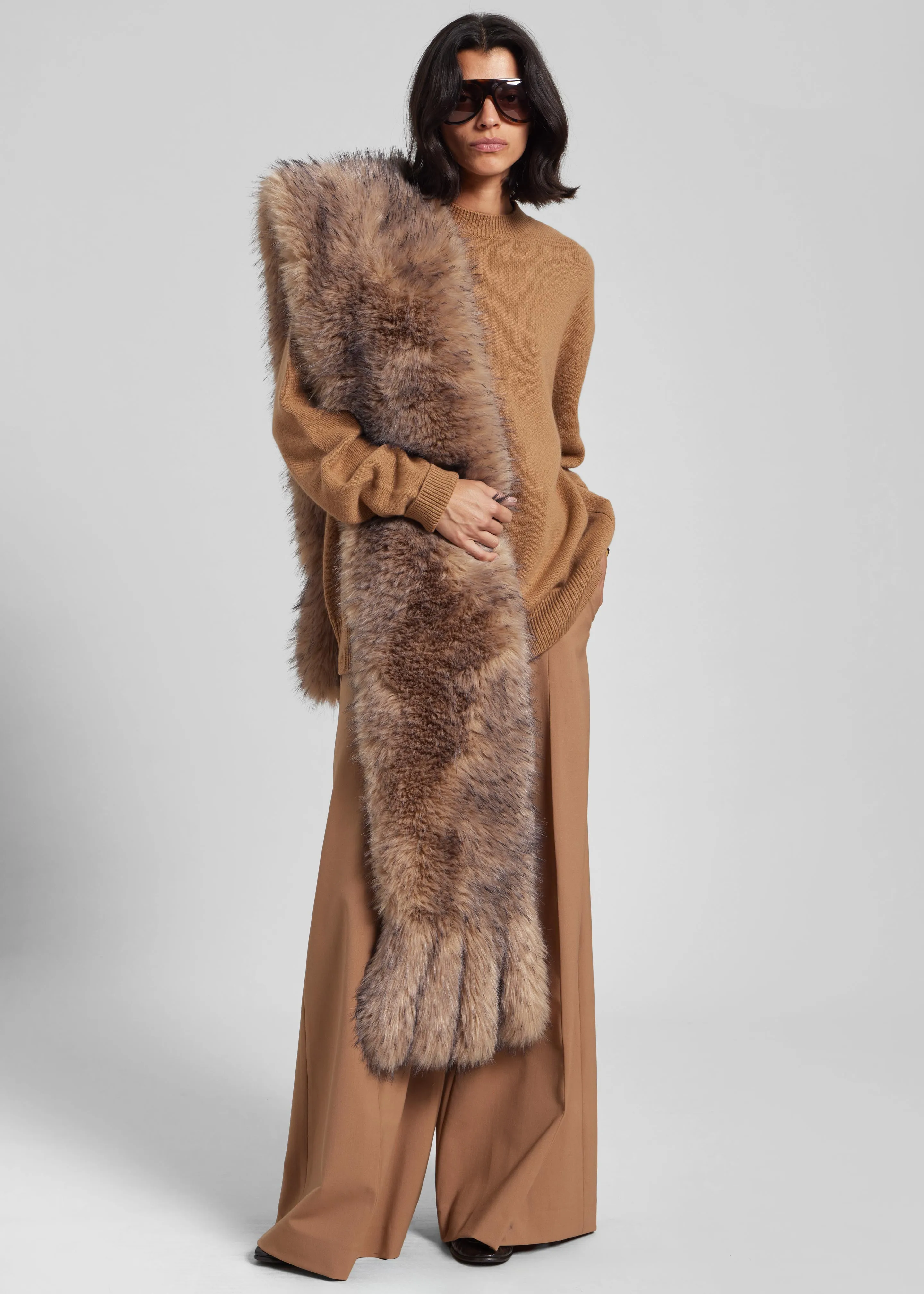 Rotate Faux Fur Scarf - Nougat sold by Frankie Shop product image thumbnail 4