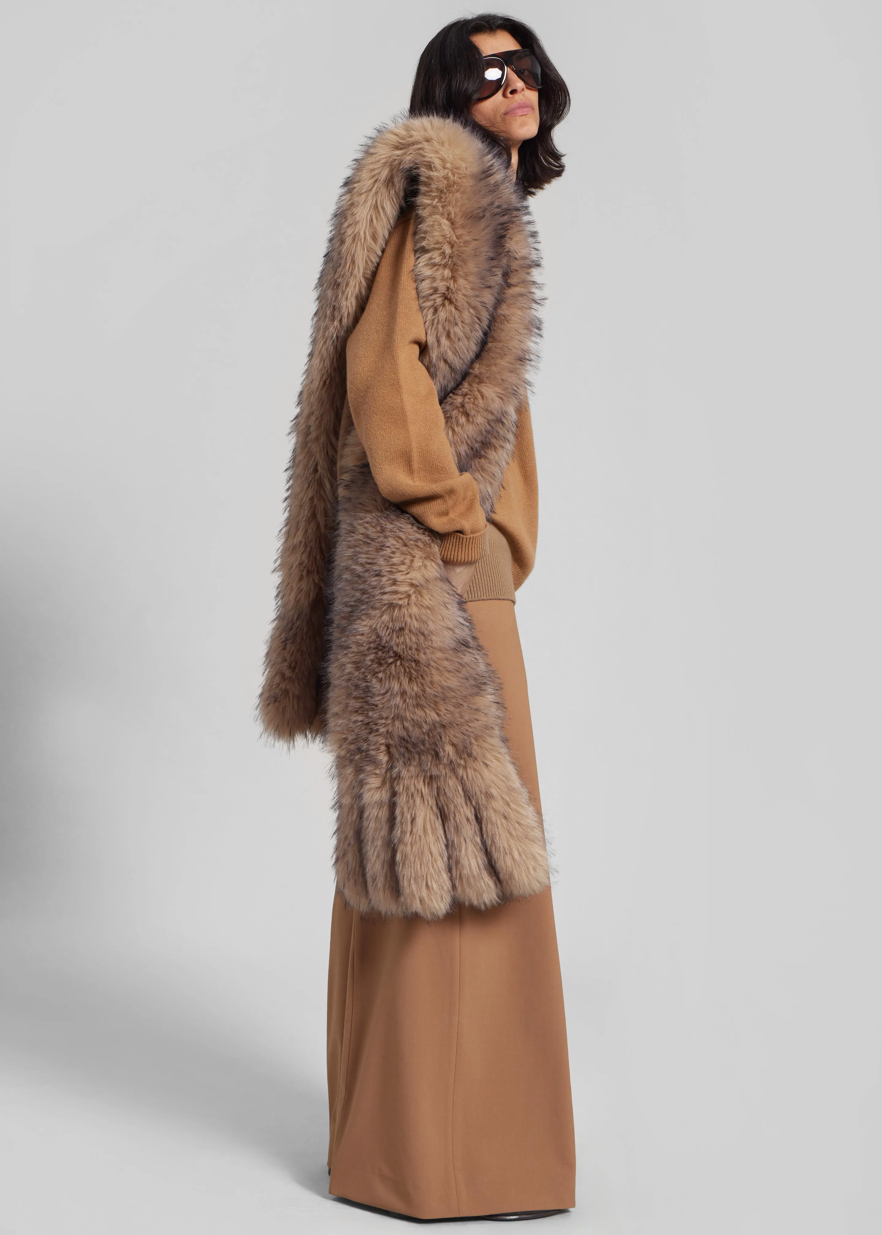 Rotate Faux Fur Scarf - Nougat sold by Frankie Shop