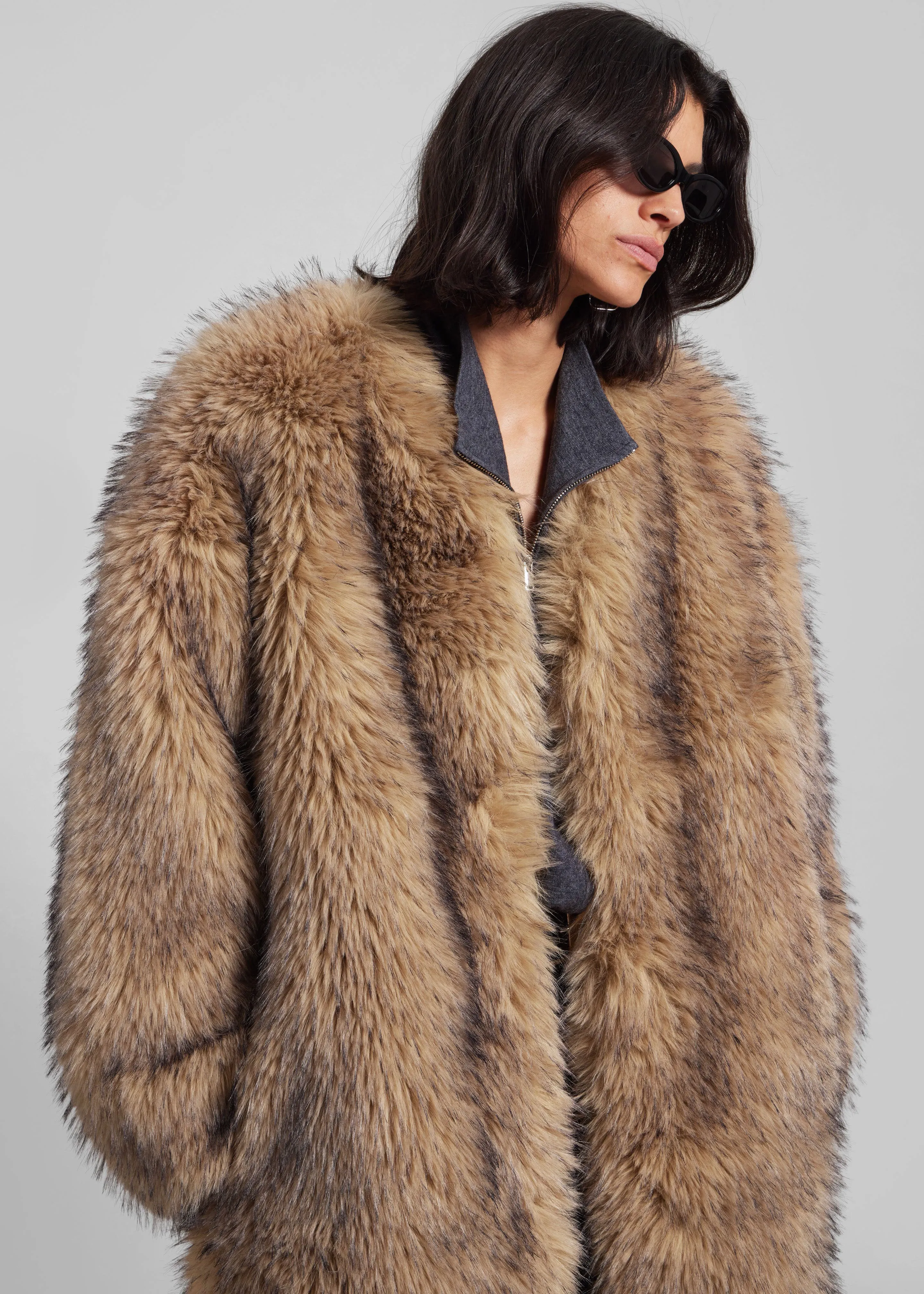 Rotate Faux Fur Long Coat - Nougat sold by Frankie Shop product image thumbnail 2