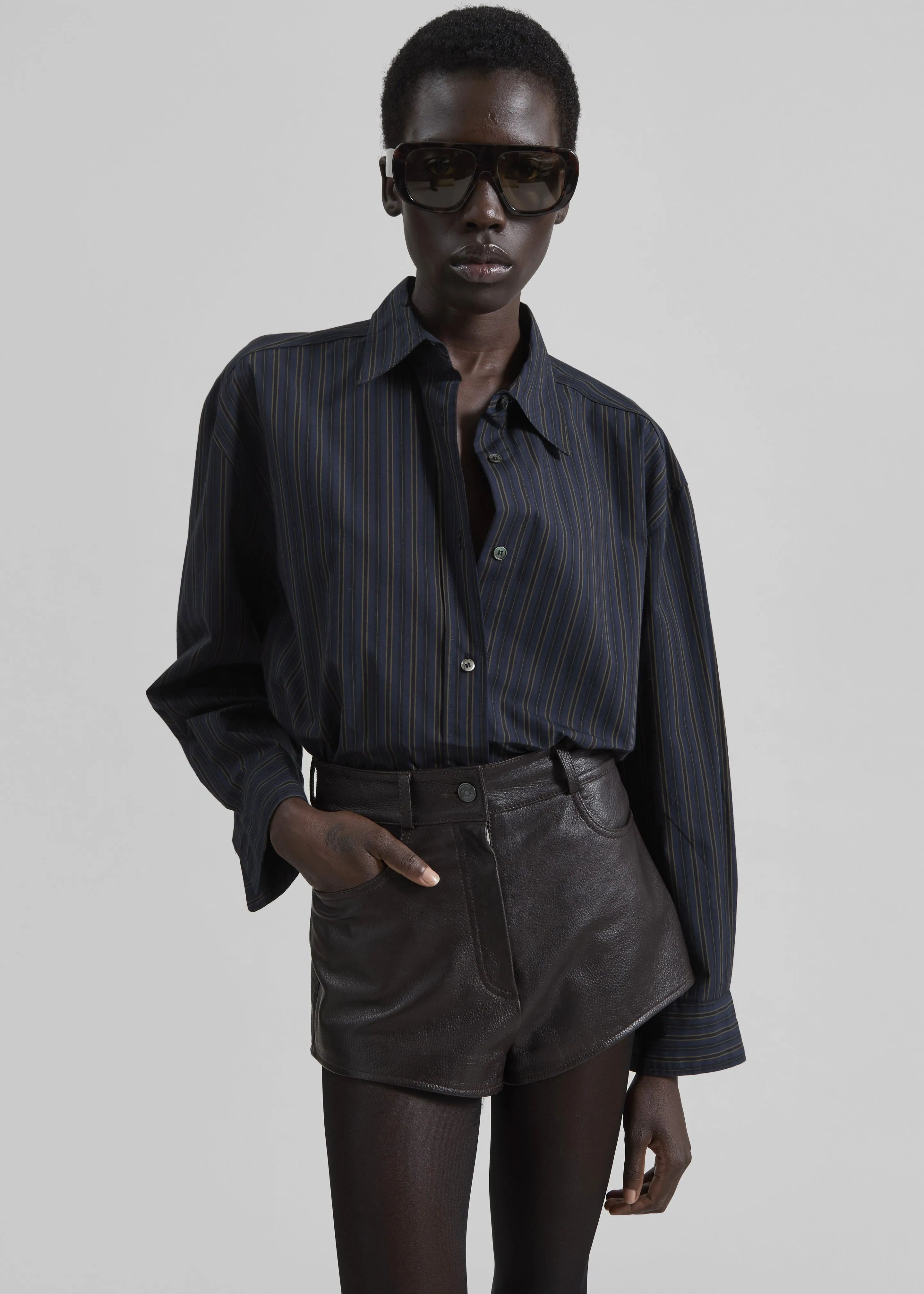 Toulon Shirt - Navy/Black Stripe sold by Frankie Shop