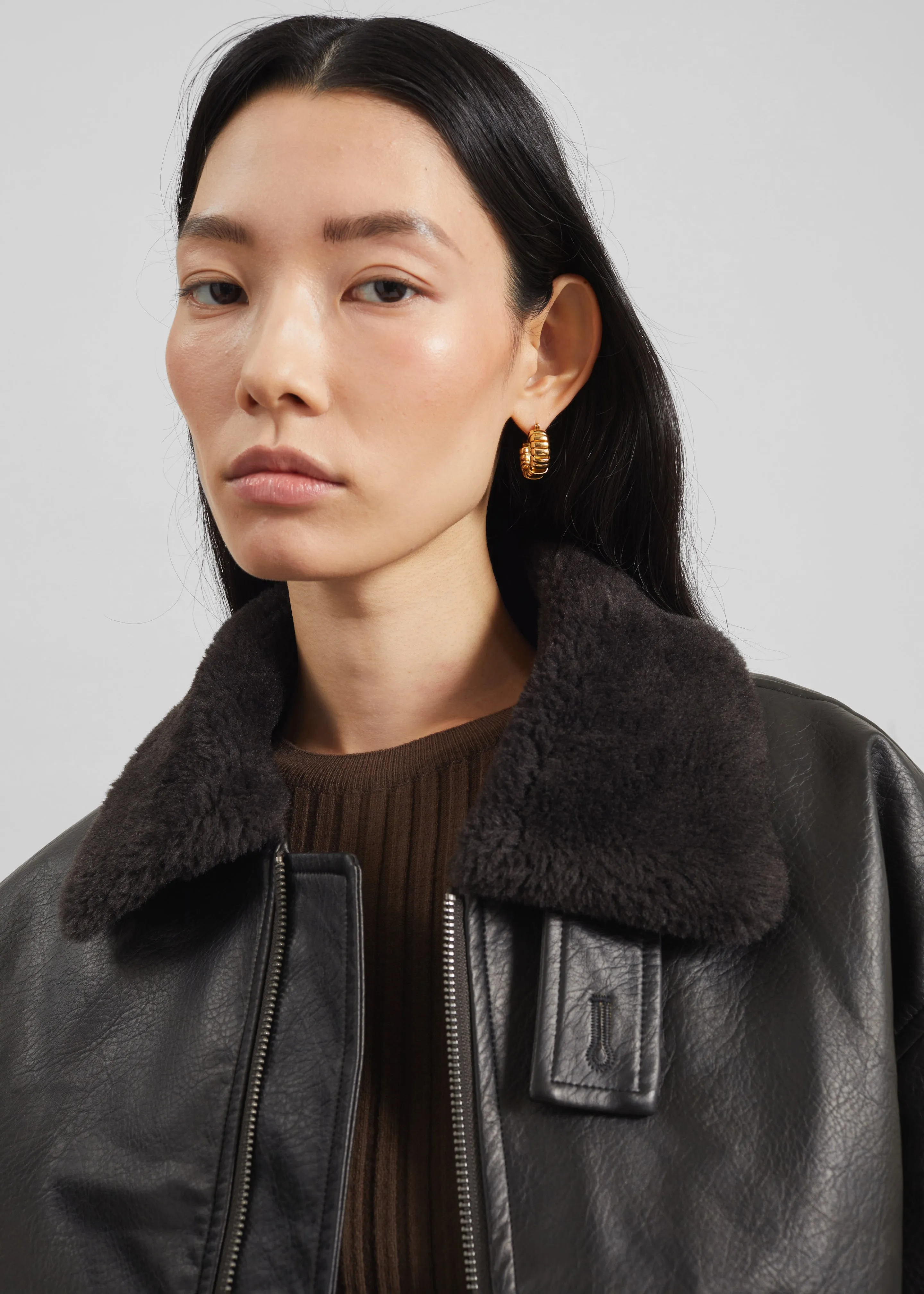 Kollam Faux Leather Boxy Jacket - Black sold by Frankie Shop product image thumbnail 4