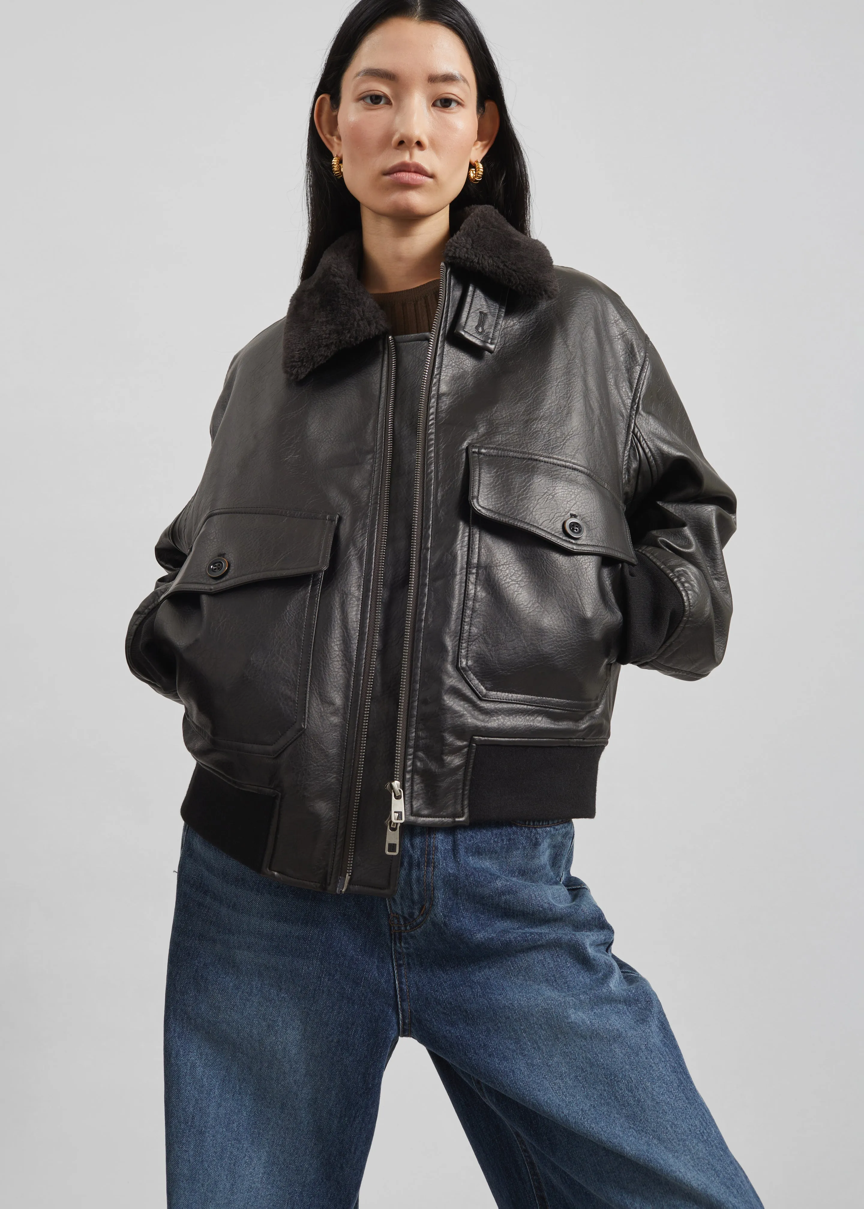 Kollam Faux Leather Boxy Jacket - Black sold by Frankie Shop product image thumbnail 5