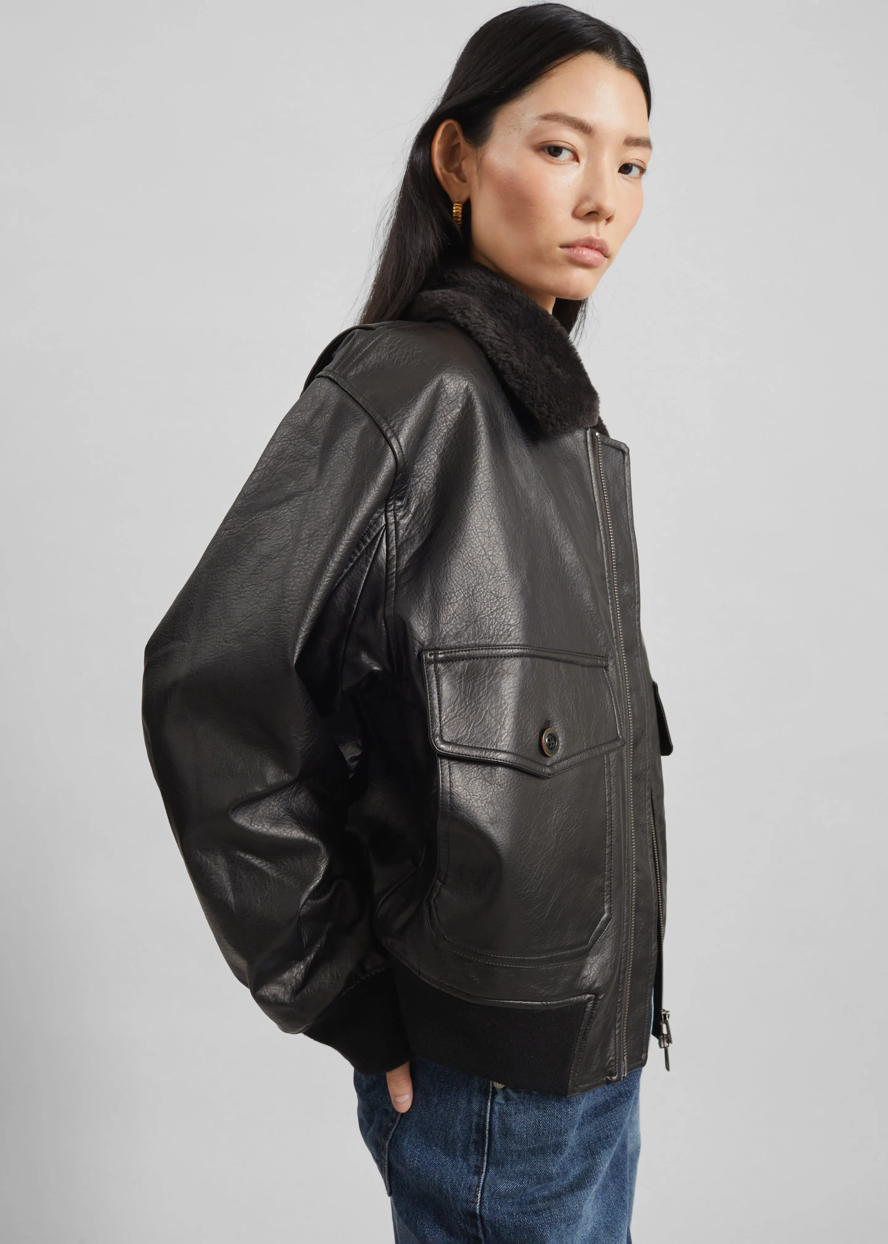 Kollam Faux Leather Boxy Jacket - Black sold by Frankie Shop product image thumbnail 2