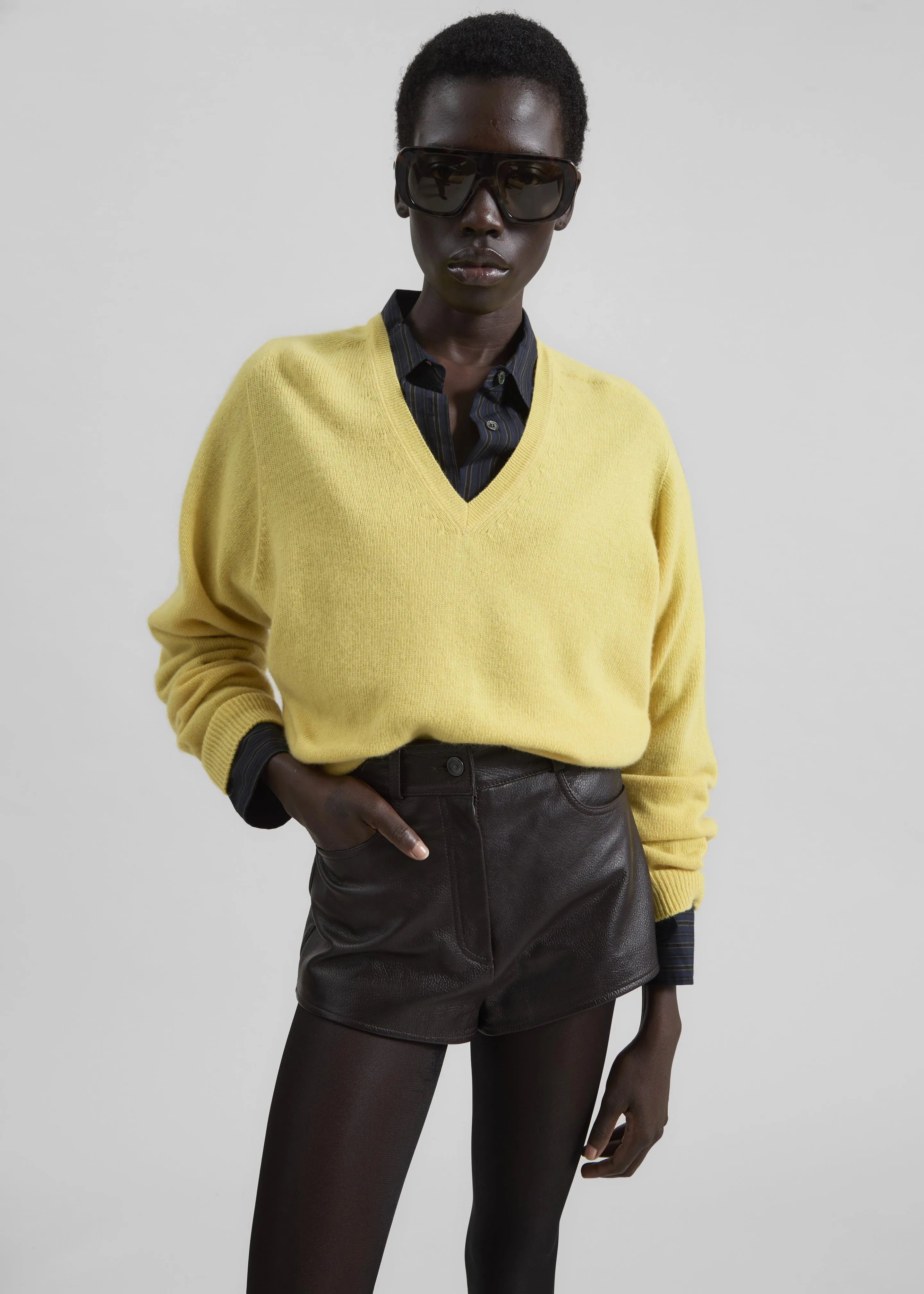 Ronse V-Neck Wool Sweater - Yellow sold by Frankie Shop product image thumbnail 4