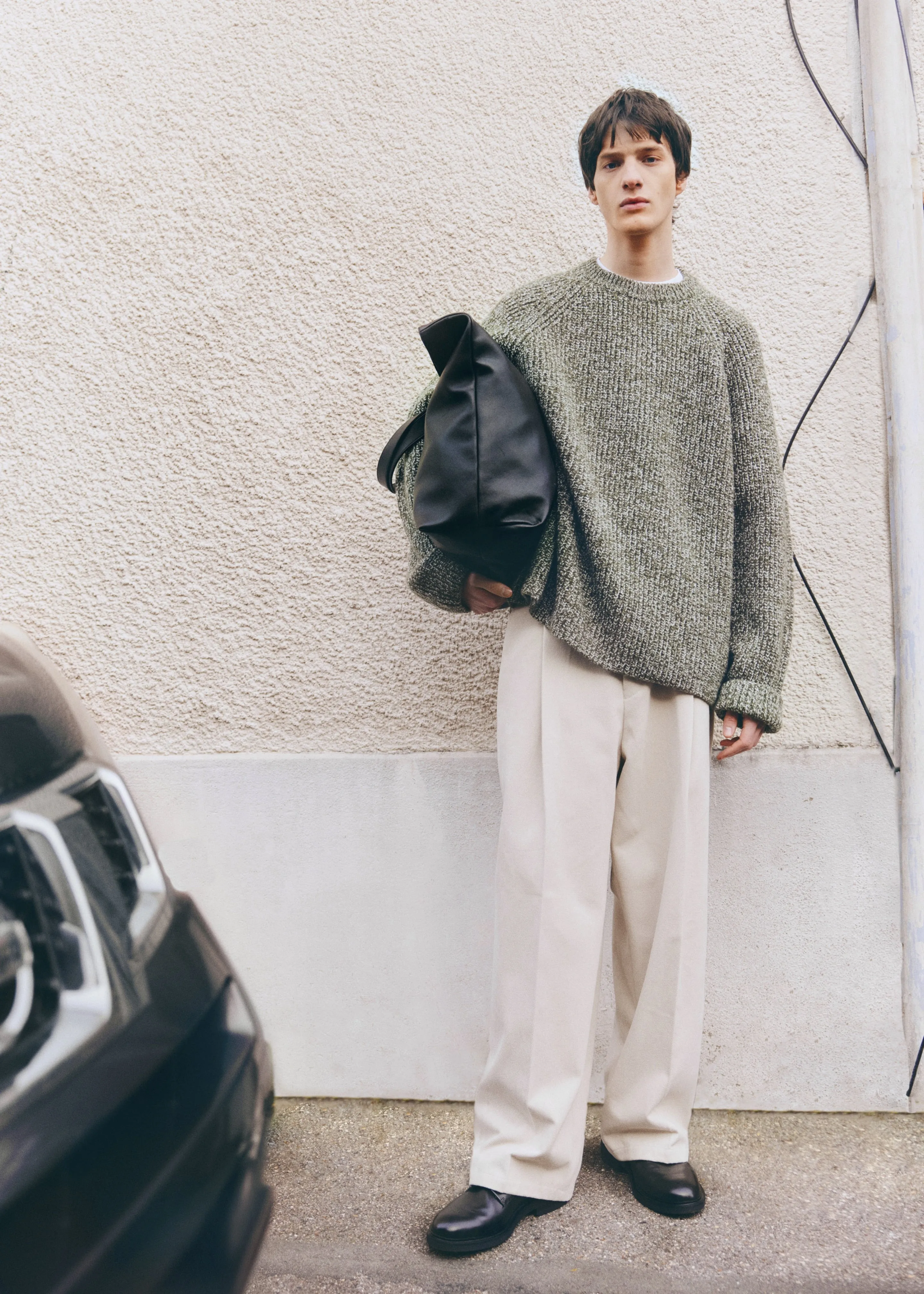 Carter Crew Neck Sweater - Olive/White sold by Frankie Shop