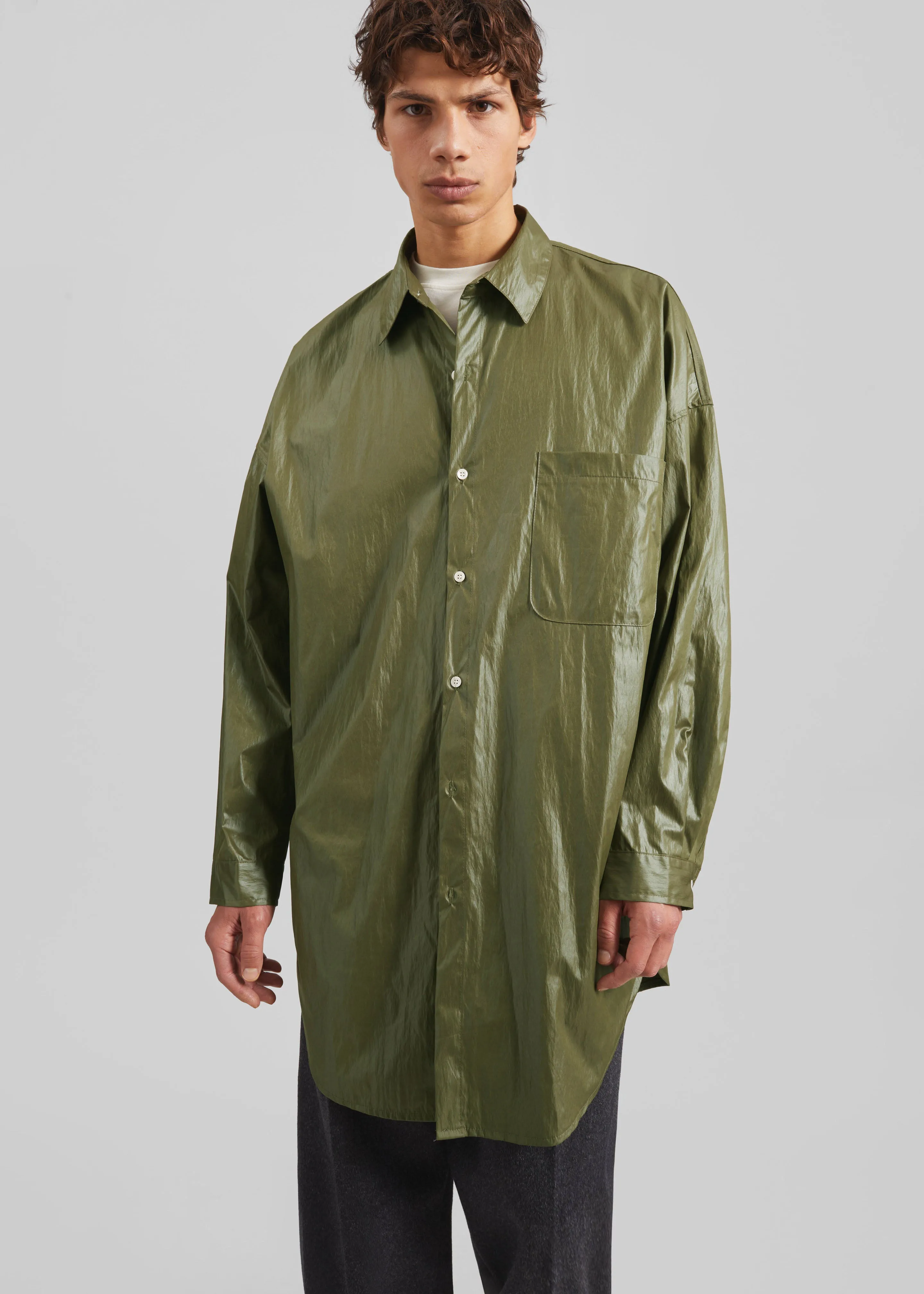 Etah Lustrous Oversized Shirt - Olive sold by Frankie Shop product image thumbnail 4
