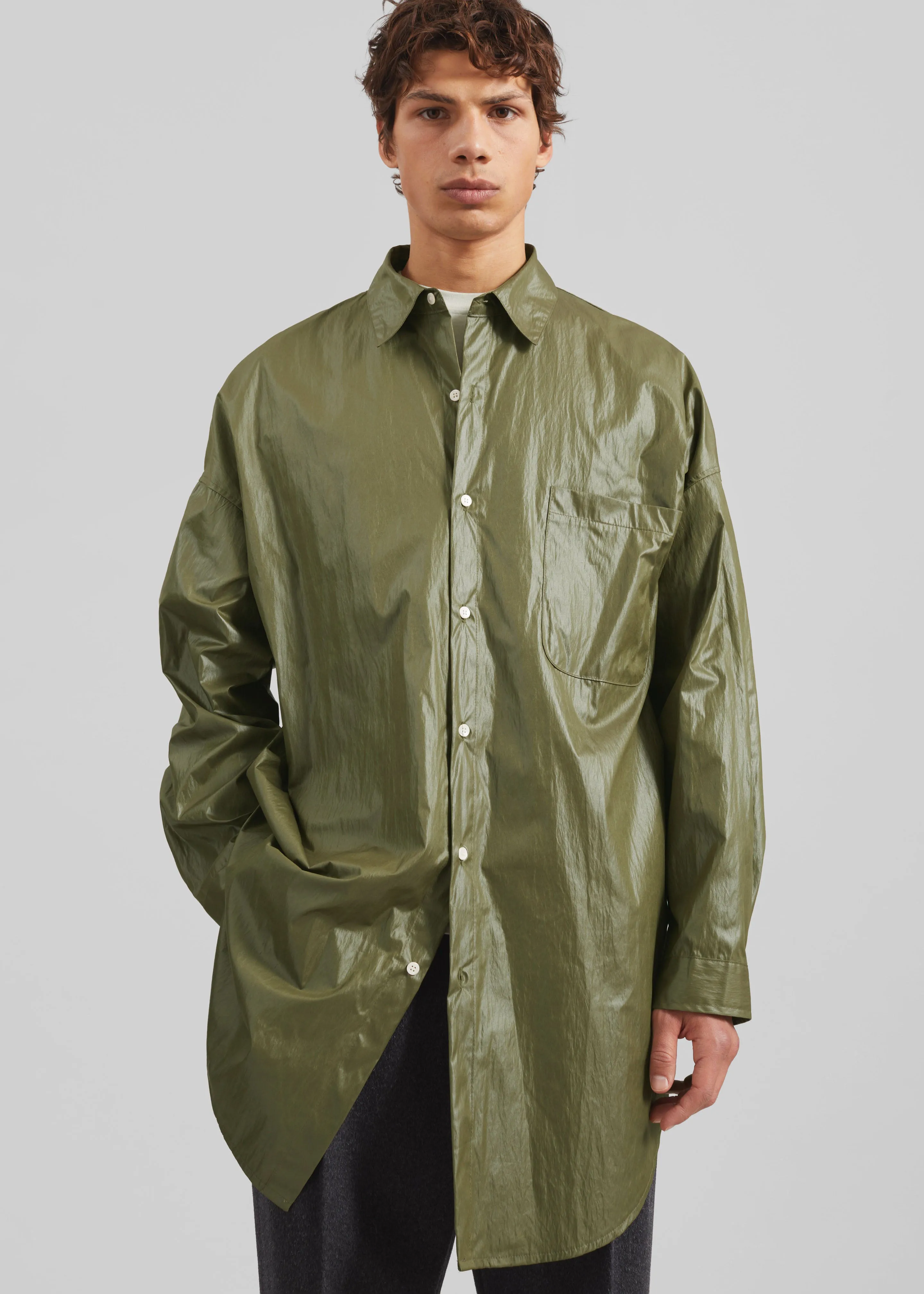 Etah Lustrous Oversized Shirt - Olive sold by Frankie Shop product image thumbnail 2