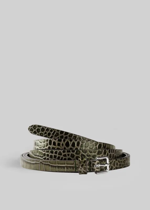 Eyam Croc-Effect Leather Belt - Olive sold by Frankie Shop