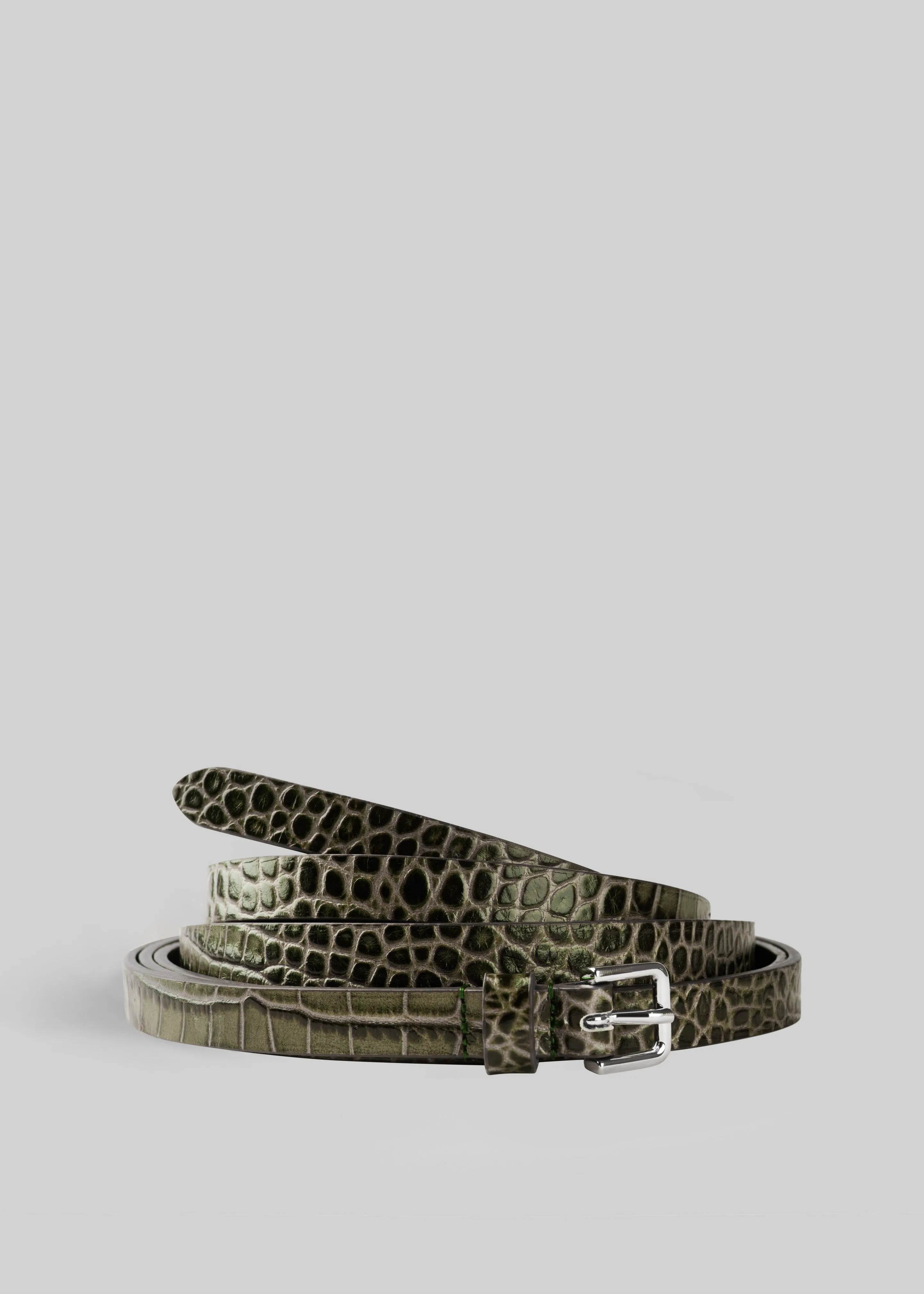 Eyam Croc-Effect Leather Belt - Olive sold by Frankie Shop