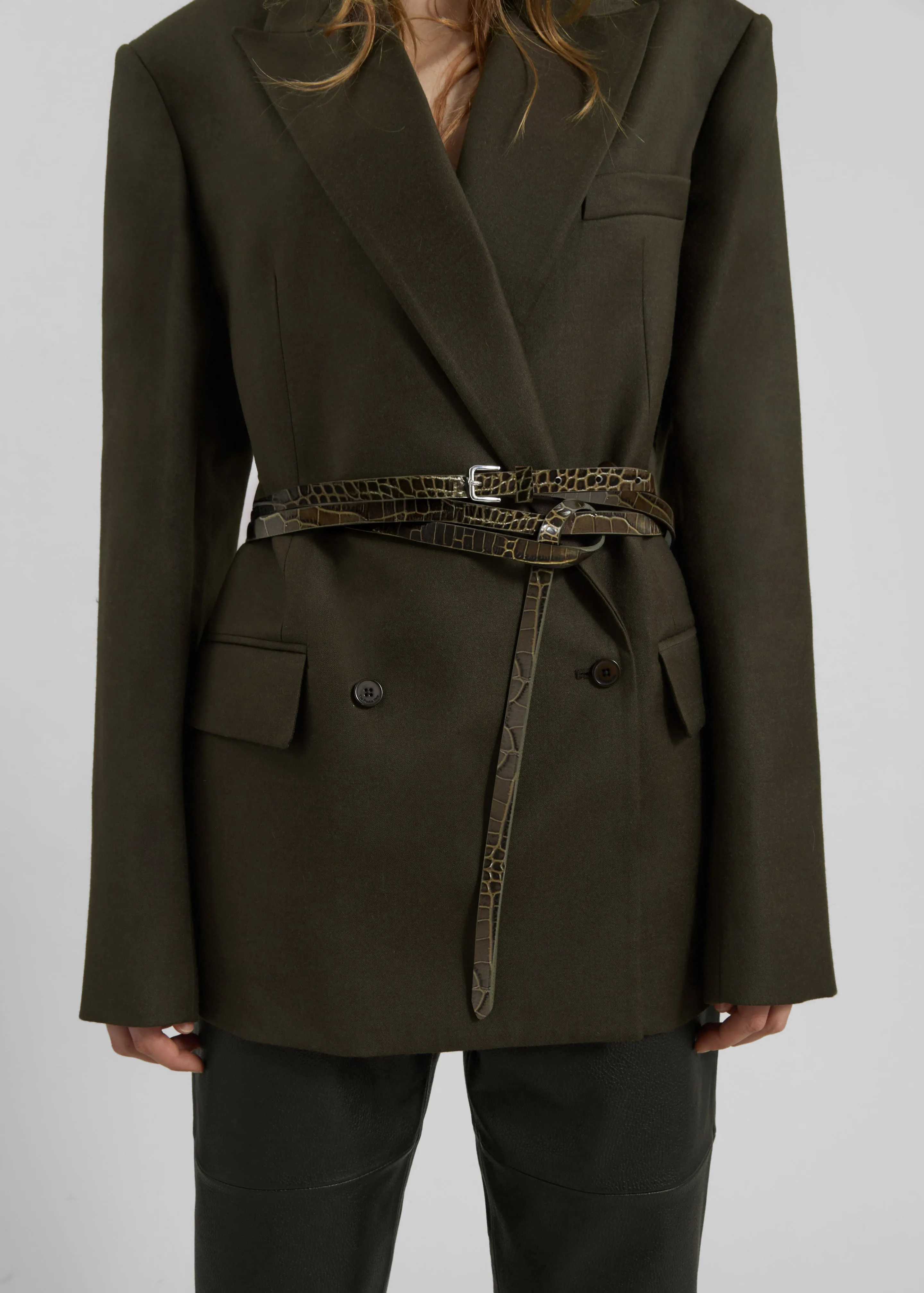 Eyam Croc-Effect Leather Belt - Olive sold by Frankie Shop product image thumbnail 2