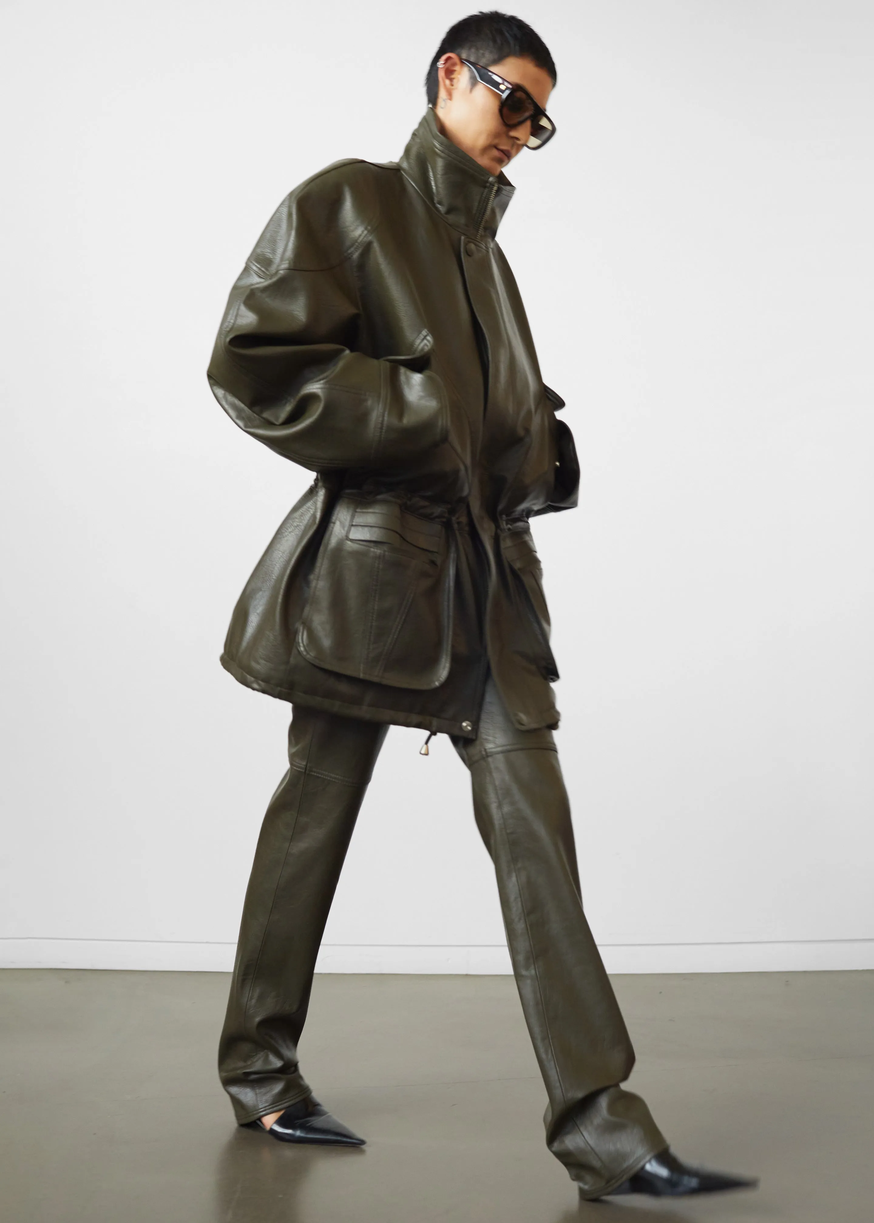 Ascona Faux Leather Pants - Dark Olive sold by Frankie Shop product image thumbnail 4